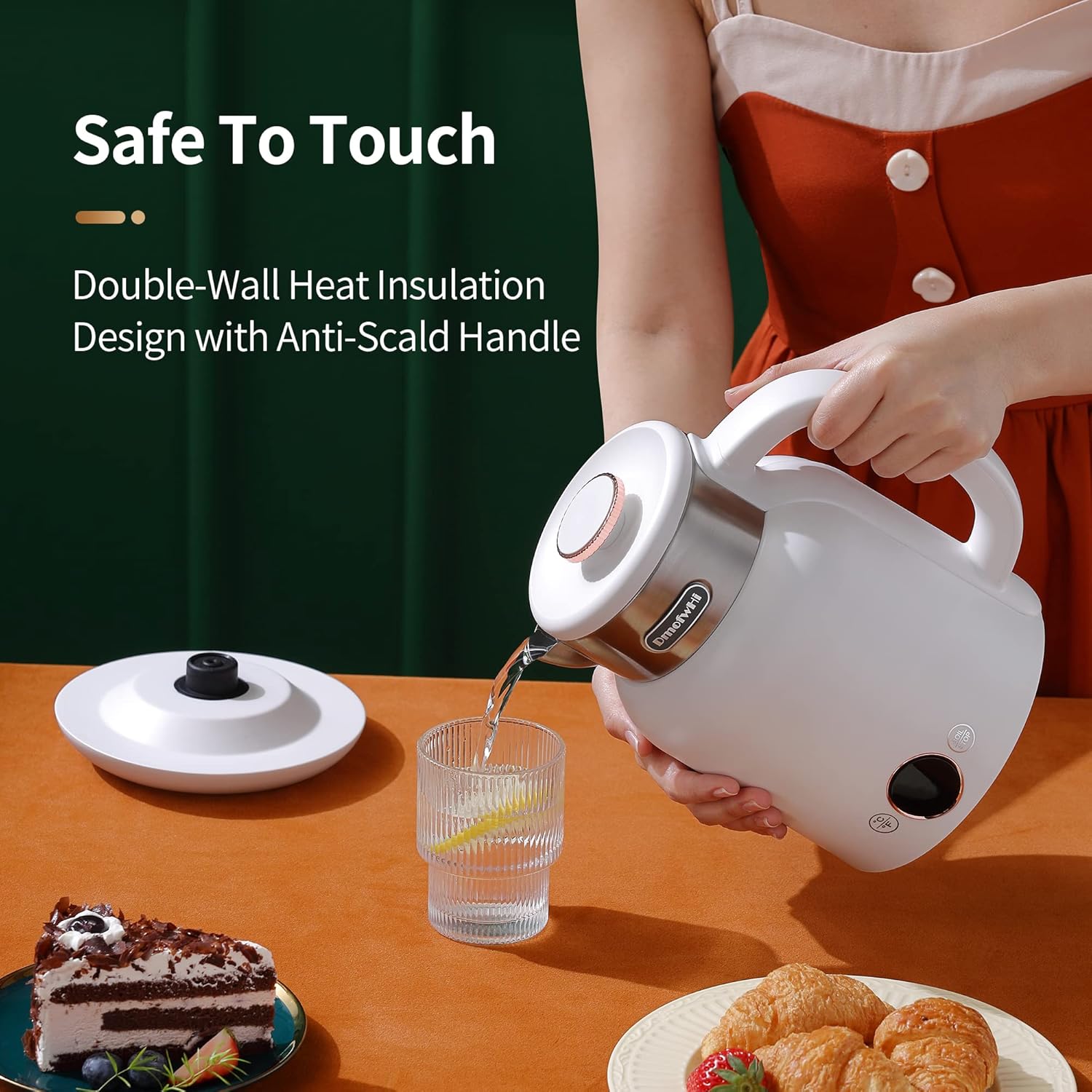 DmofwHi Electric Kettle with TEMP Digital Display(℉/℃), 1.5L Stainless Steel Electric Hot Water Kettle, Auto Shut Off, Boil-Dry Protection, 1200W Electric Tea Kettle for Tea -Pearl White: Home & Kitchen