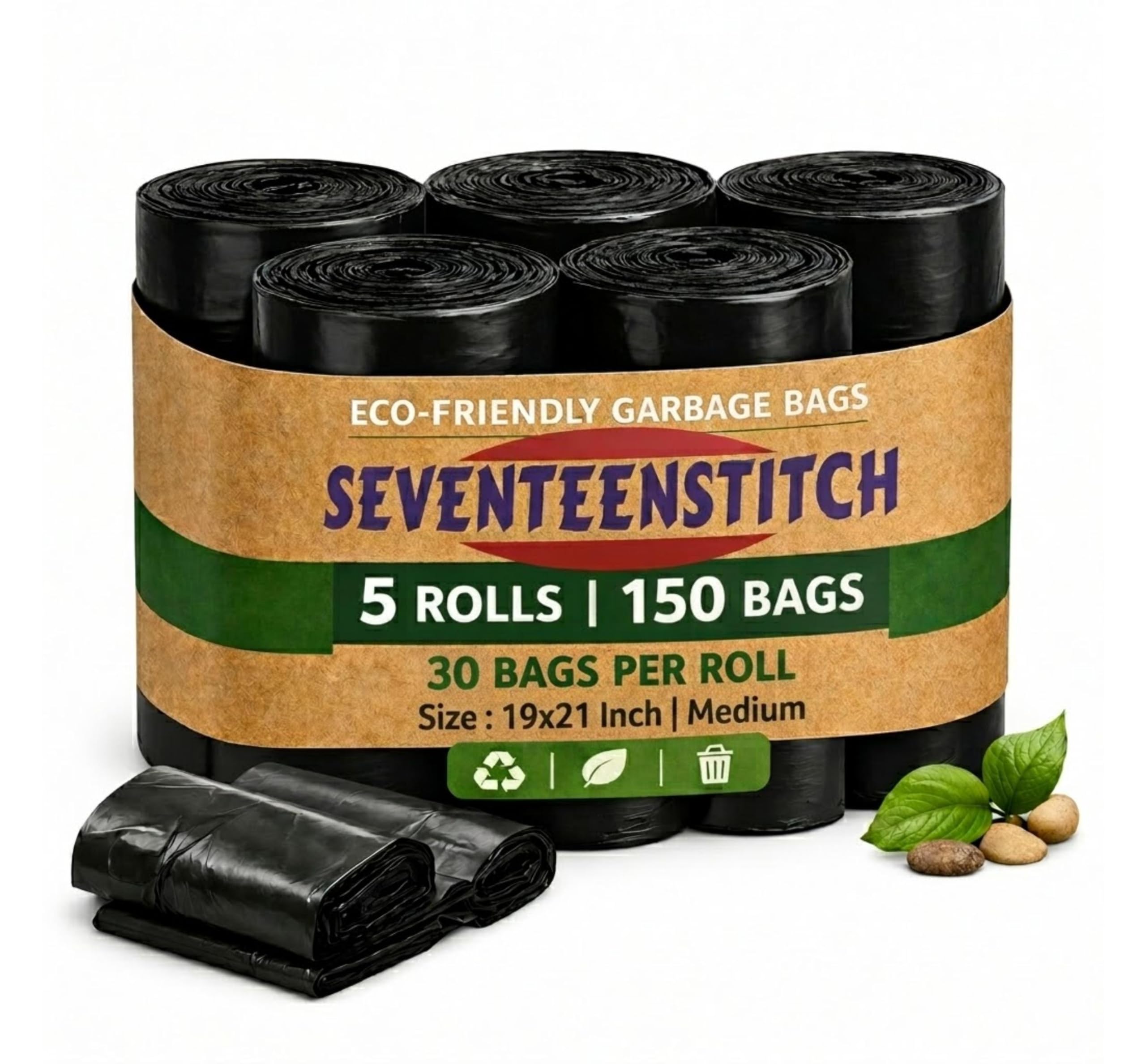 Medium Garbage Bags - 4 Roll Pack, Leak-Proof & Odorless -11 Medium Garbage Bags - 4 Roll Pack, Leak-Proof & Odorless -11