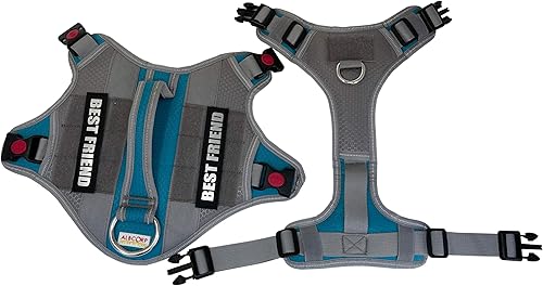 Miniatura 3 de Albcorp - Chaleco arnés táctico para perro chaleco para perro de servicio sin acción tirante con gancho extraíble reflectante y parches para