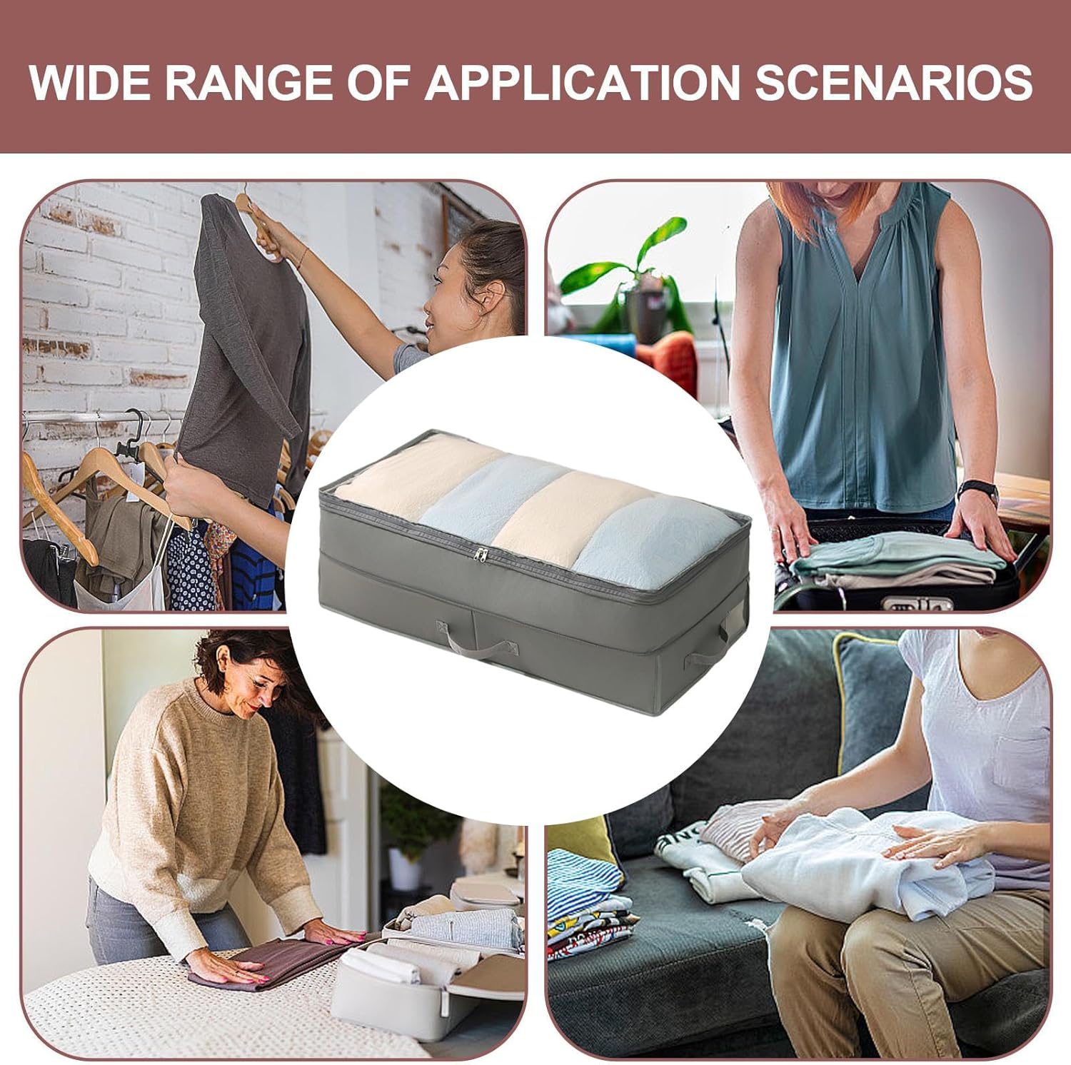Under Bed Storage Bags,Large Capacity Foldable Bins | Under Bed Space Organizer,for Quilts Blankets Seasonal Clothes Clothes