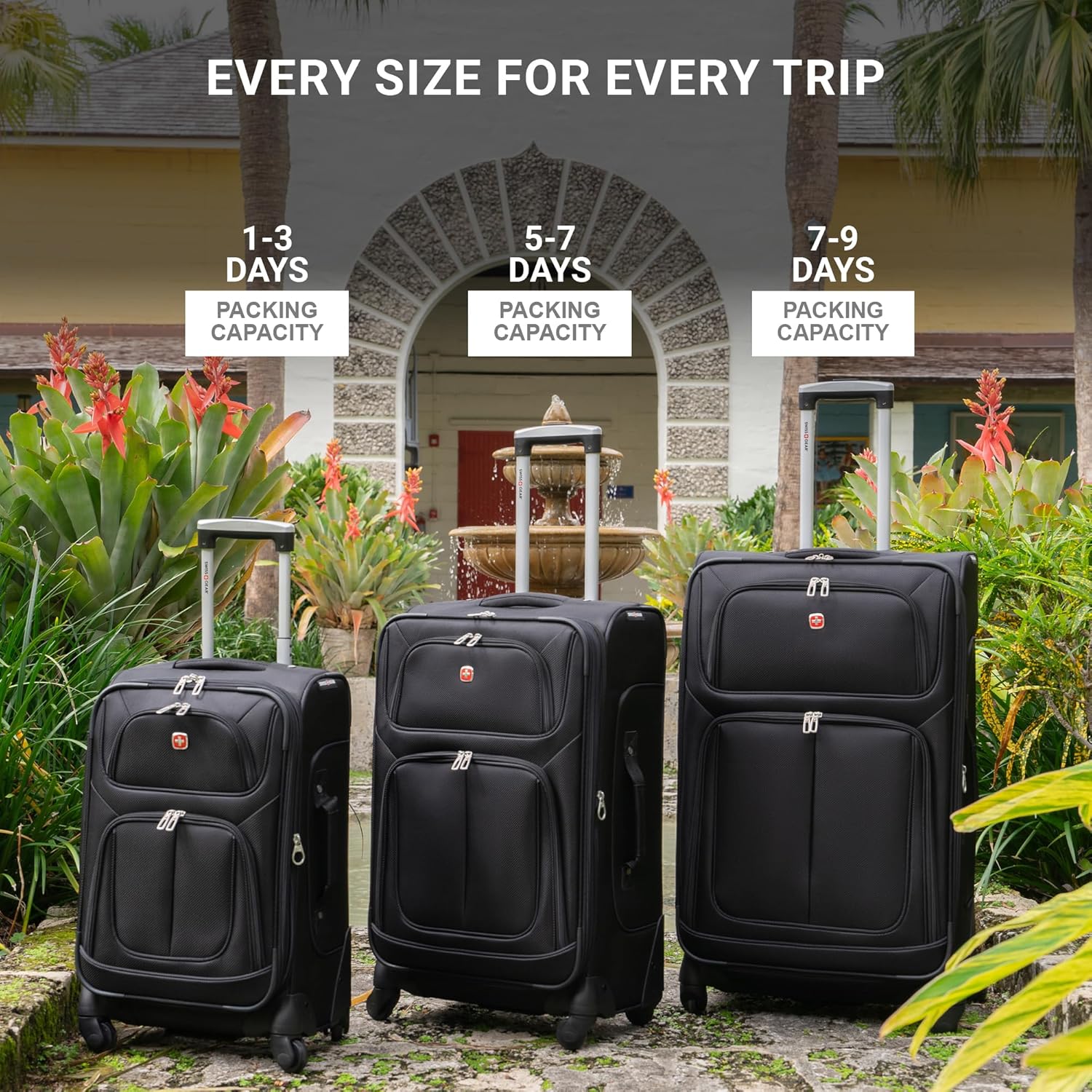 SwissGear Sion 3-Piece Softside Expandable Luggage Set – Includes 21-Inch Carry-On and 25 & 29-Inch Checked Suitcases with 360-Degree Wheels and Retractable Handles – Dark Gray 6 SwissGear Sion 3-Piece Softside Expandable Luggage Set – Includes 21-Inch Carry-On and 25 & 29-Inch Checked Suitcases with 360-Degree Wheels and Retractable Handles – Dark Gray - Image 6