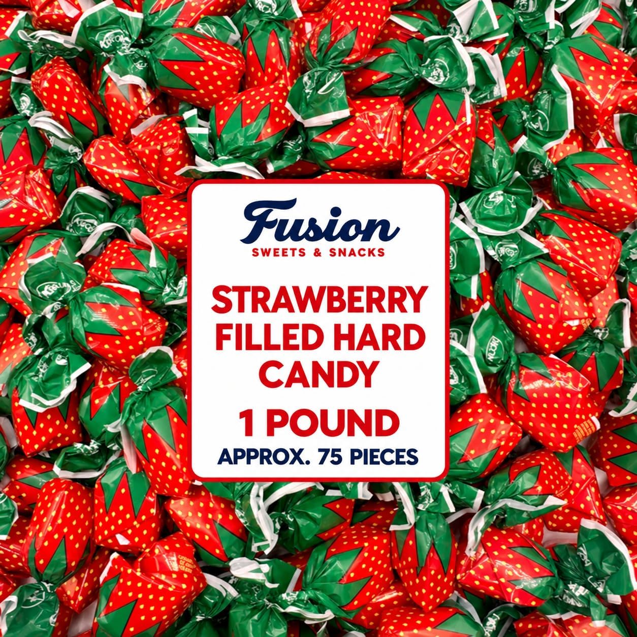 Strawberry Filled Hard Candy - 1 Pound (Approx. 75 Pieces) Individually Wrapped ARCOR Strawberry Bon Bons Candy With Real Fruit Pulp Center - Bulk Bag - Holiday Candy