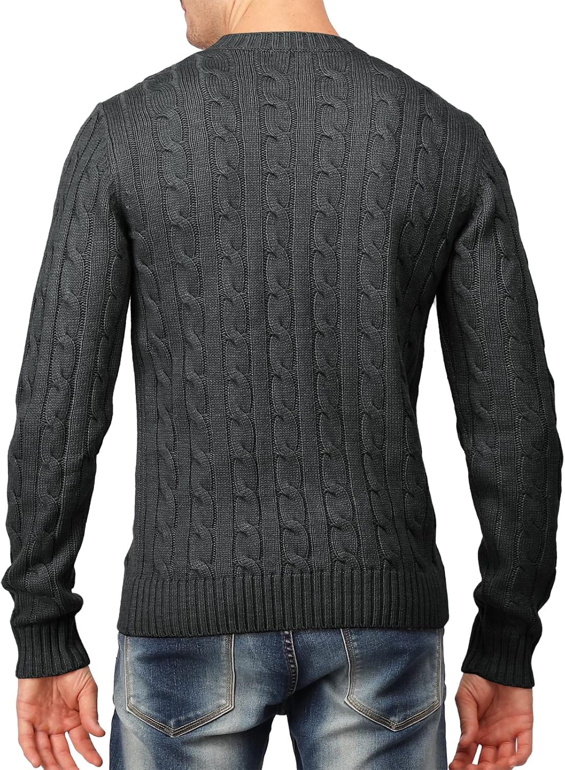 H2H Mens Casual Slim Fit Pullover Sweaters Long Sleeve Cable Knitted Sweater with Button Closure - Image 6