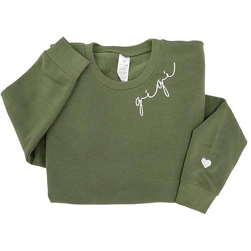 IZI POD - Mom Mama Grandma Embroidered Crewneck Sweatshirt Heart