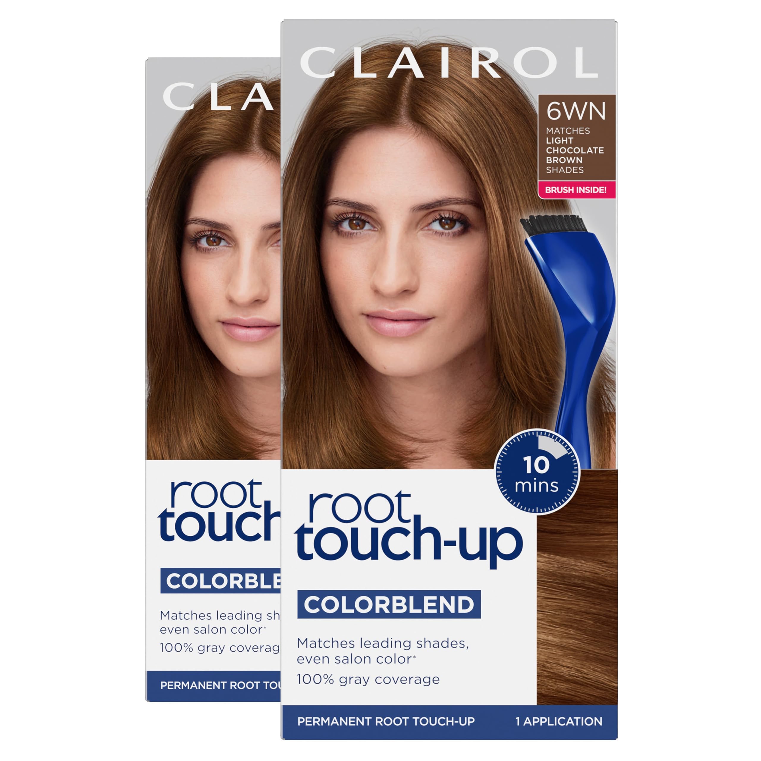 Clairolroot touch-up by nice'n easy permanent hair dye, 6wn light chocolate brown hair color, pack of 2