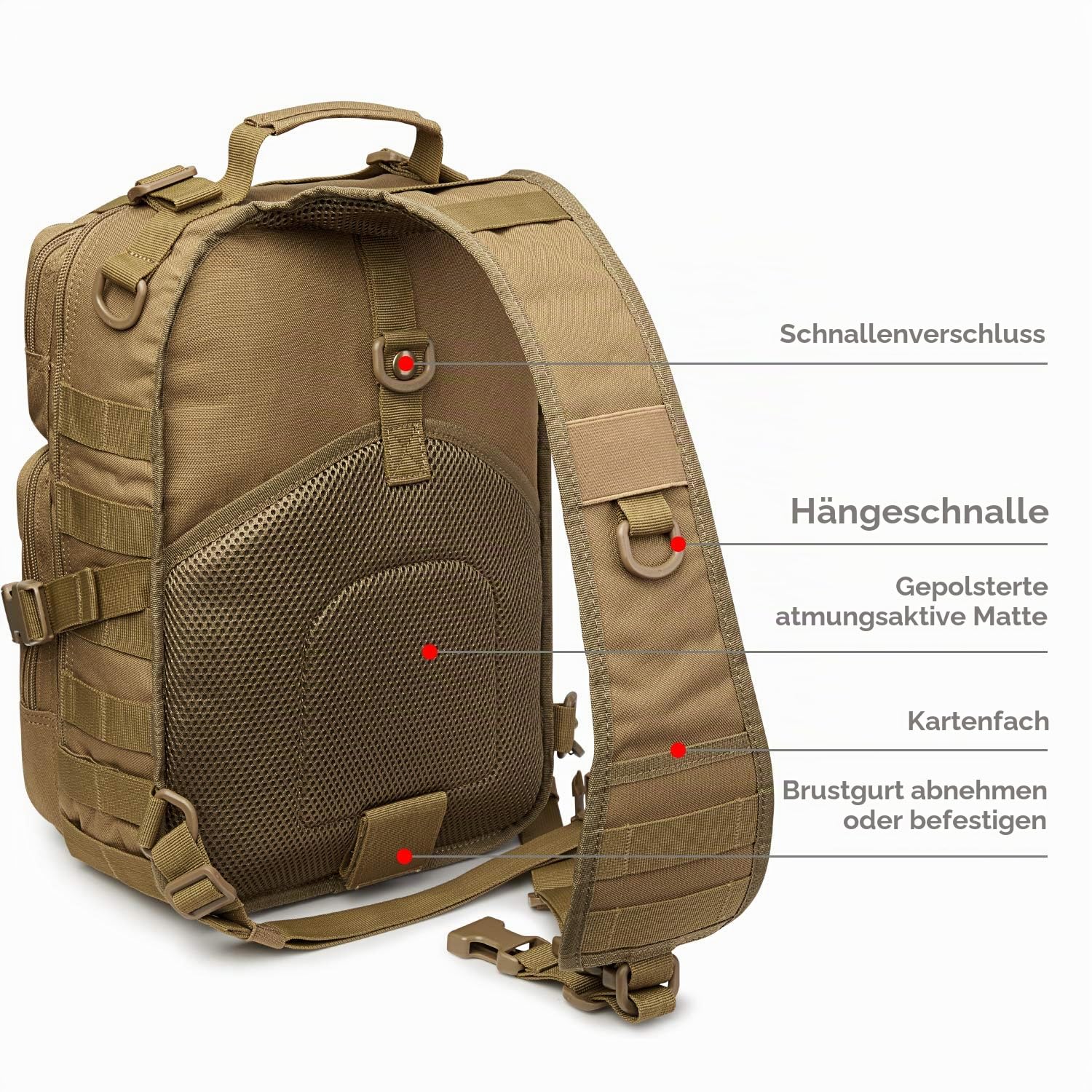 G4Free Tactical Sling Rucksack Groß Militär Schultertasche Umhängetasche für Outdoor Sport Camping Wandern
