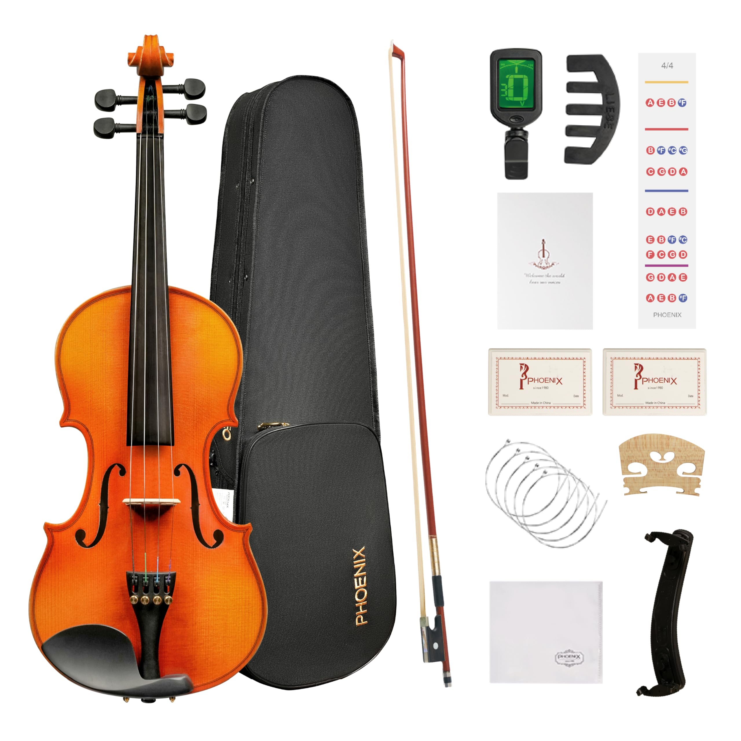 Amazon.com: PHOENIX Violin 4/4 Full Size Kit, Violin Fiddle Set