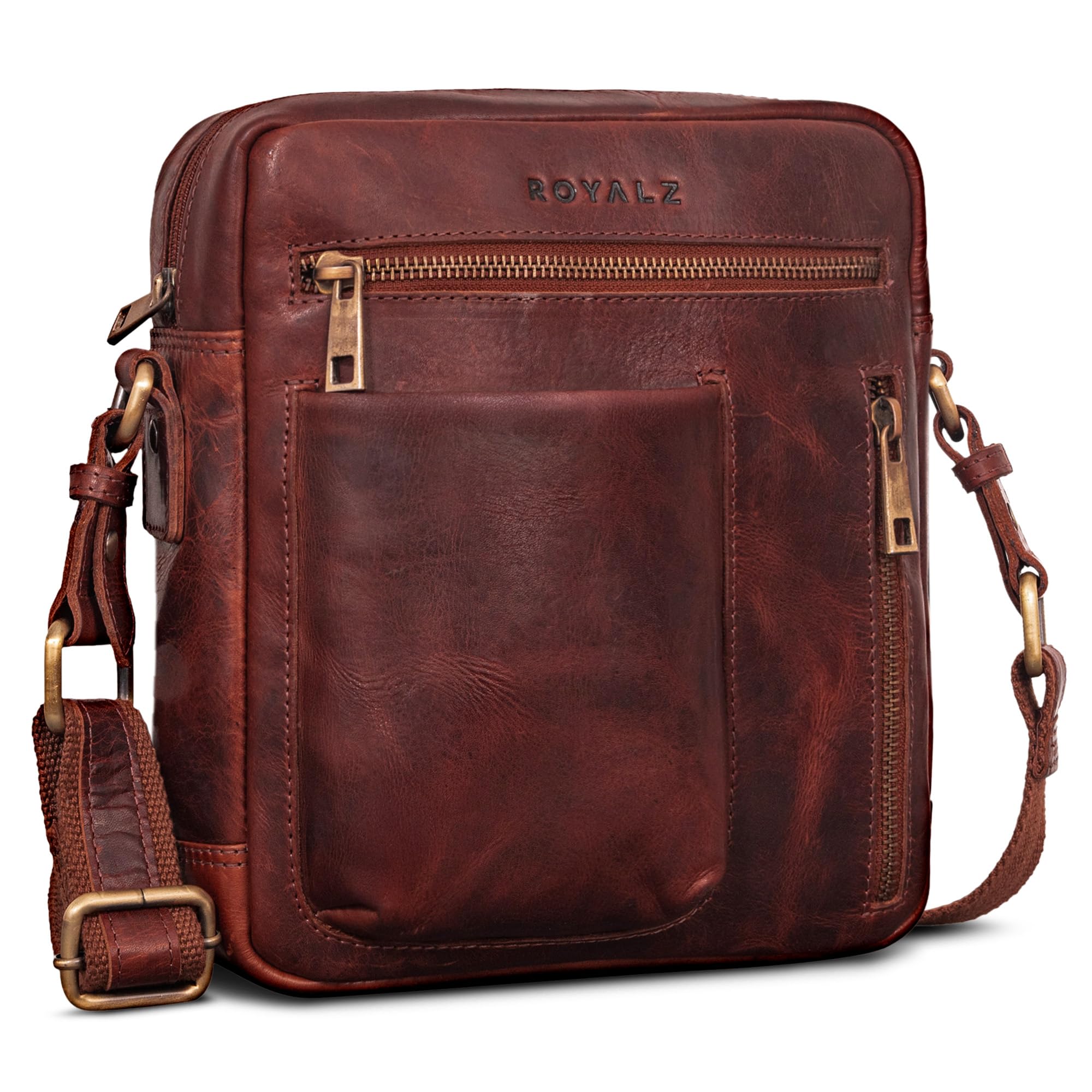 ROYALZ "Antonio Borsa uomo pelle piccola – Borsa a tracolla uomo pelle vera stile vintage – Borsa crossbody compatta con zip