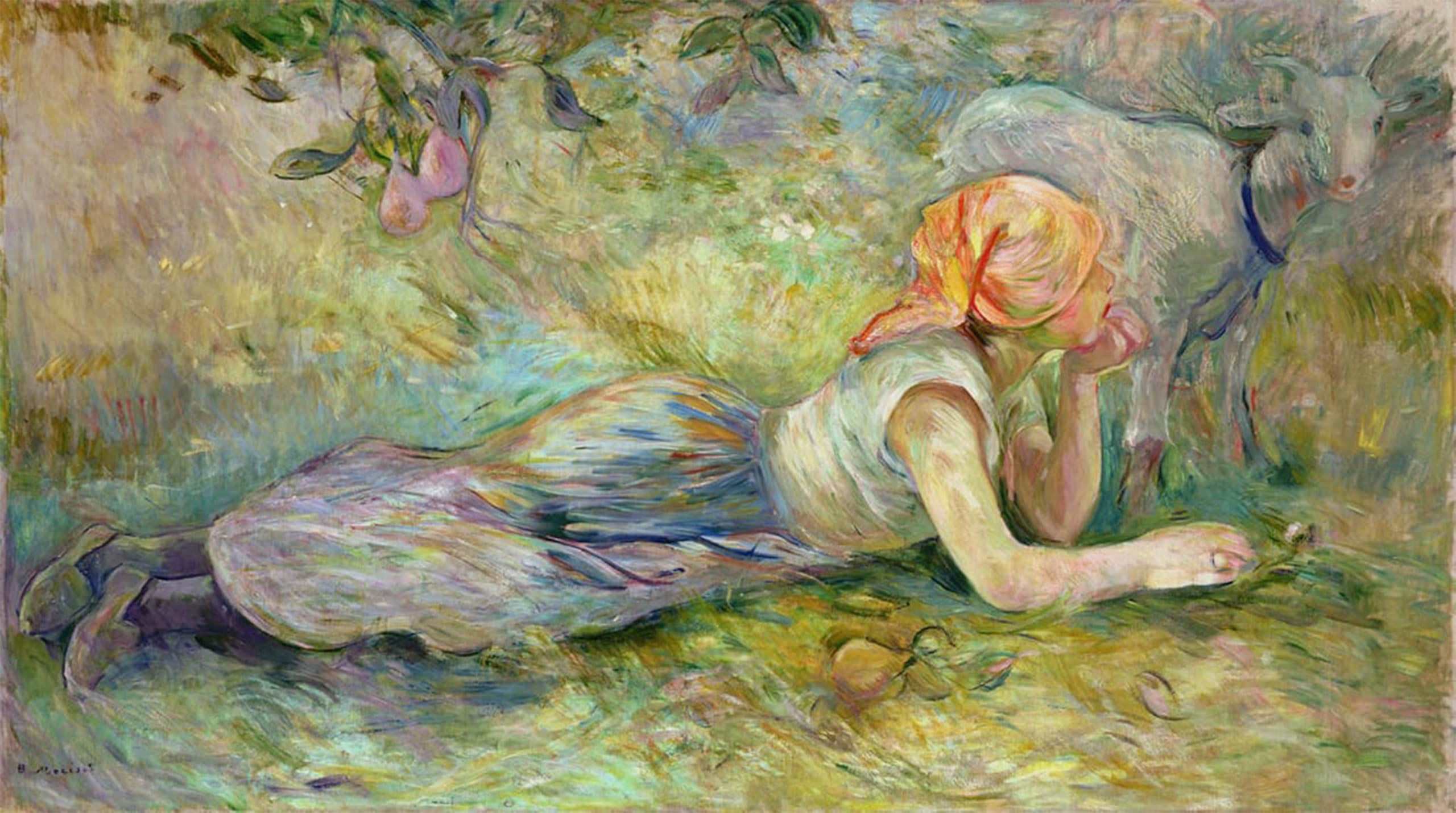 ARTXLXXBN Famous Prints Artwork Pictures Poster Painting Art Shepherdess Resting by Berthe Morisot Artwork Landscape Pictures for Home Decor 60x90cm