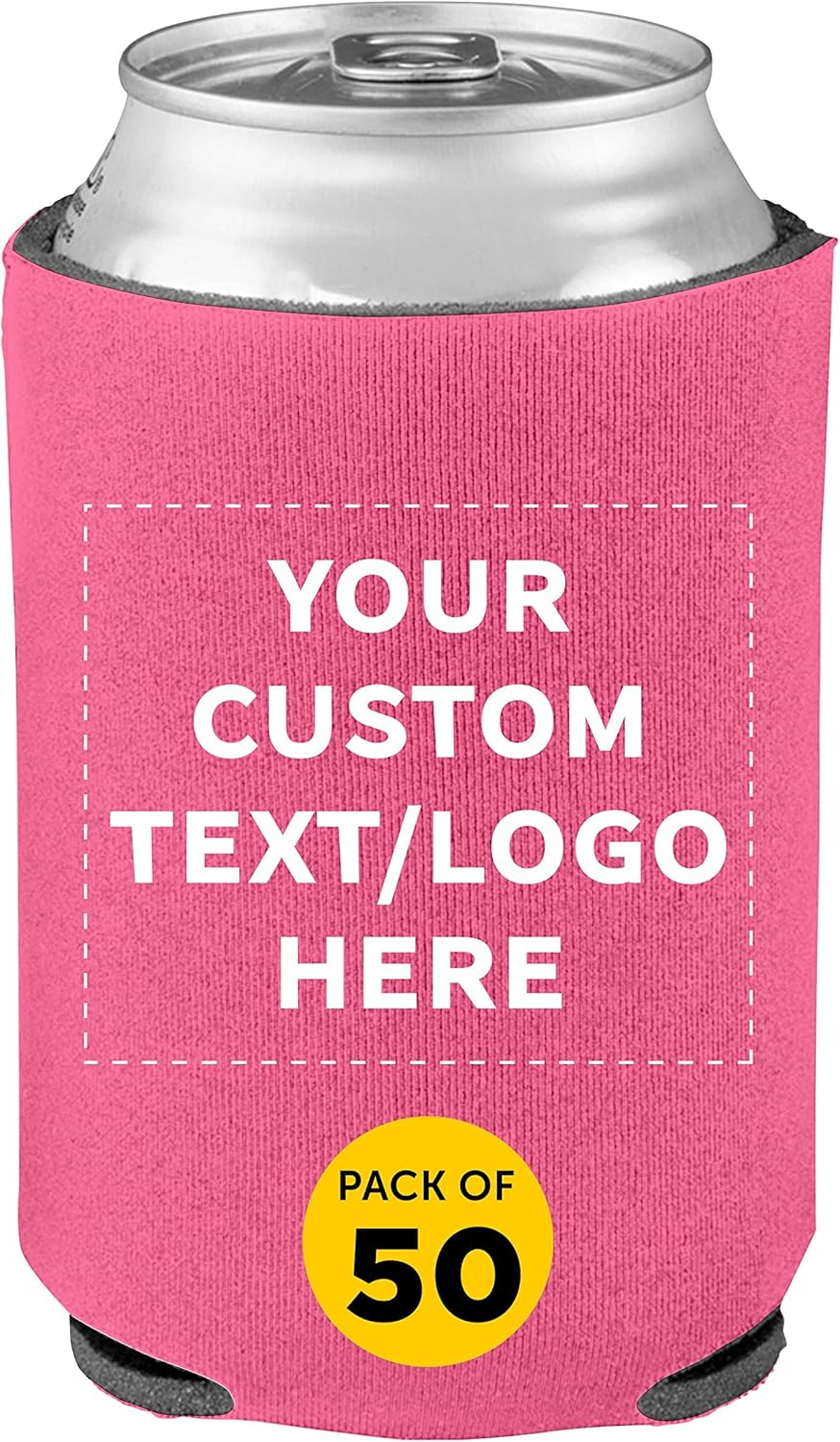 Custom collapsible beer can coolers, 4mm, bulk 50, neon pink
