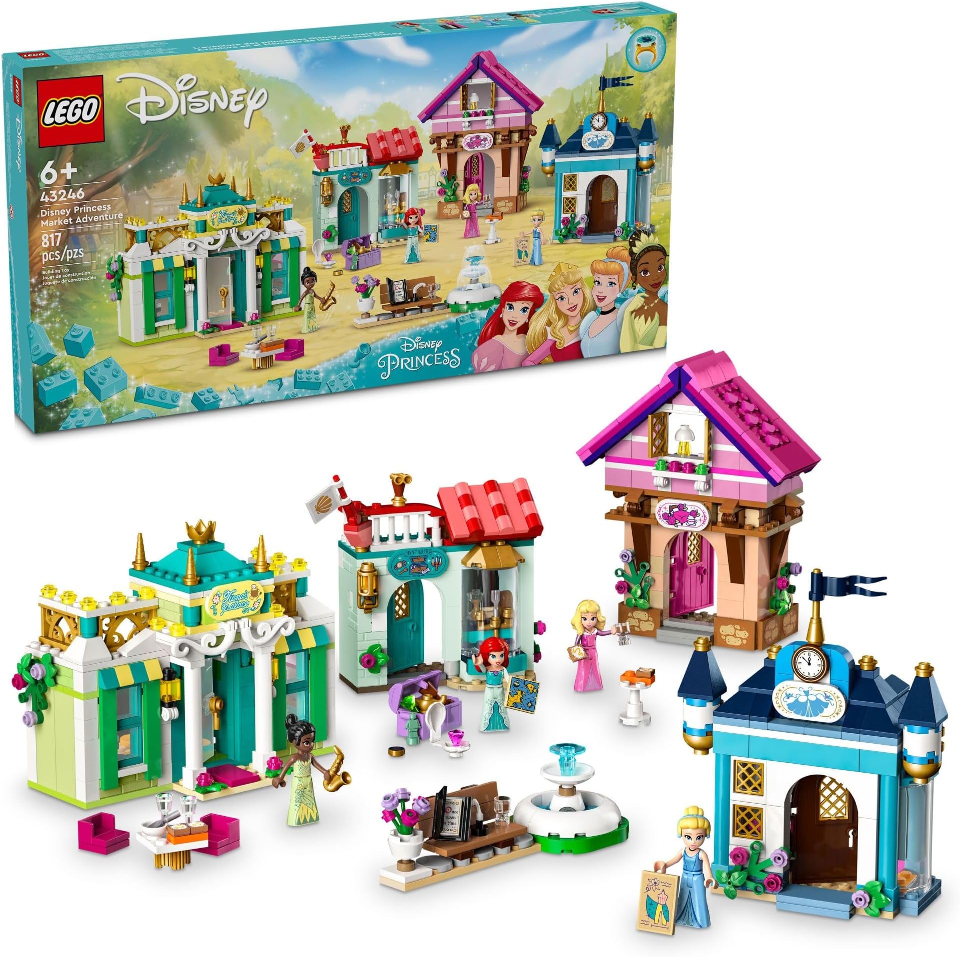 Disney Princess Market Adventure Building Toy Set - Pretend Play Disney Toy Figures & Playsets for Girls & Boys, Ages 6+ - Gifts for Kids, Birthdays, Events - 43246