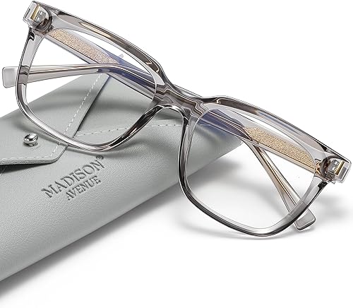 Madison Avenue Gafas de bloqueo de luz azul con estilo cuadrado de moda para mujeres con estuche, elegantes gafas antirreflejos para computadora