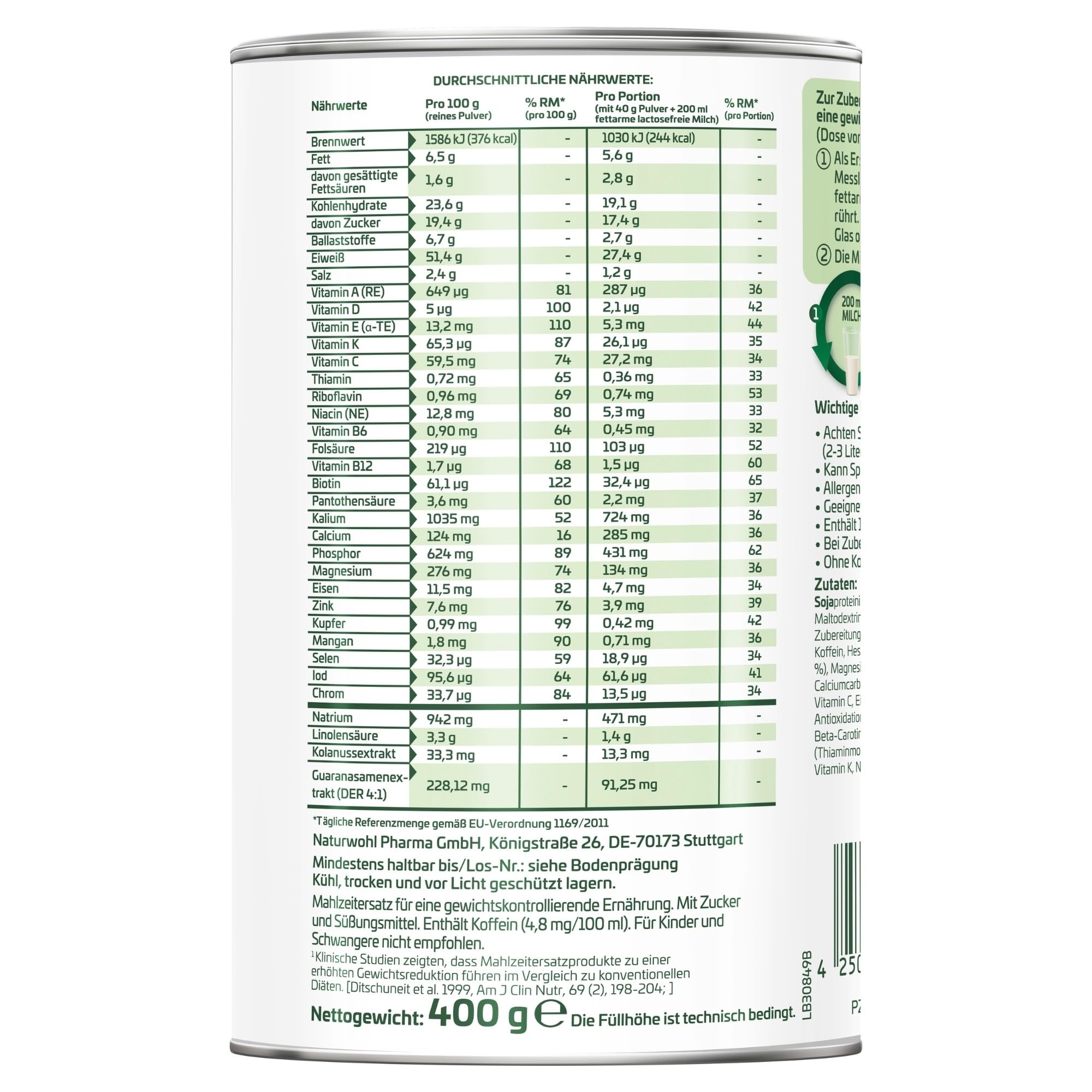 YOKEBE Ultima – Diätshake zur Unterstützung des Fettstoffwechsels (2) & der Gewichtsabnahme – glutenfrei, laktosefrei, vegan – Vanille-Zitronen-Geschmack & Guarana – mit hohem Proteingehalt – 400 g