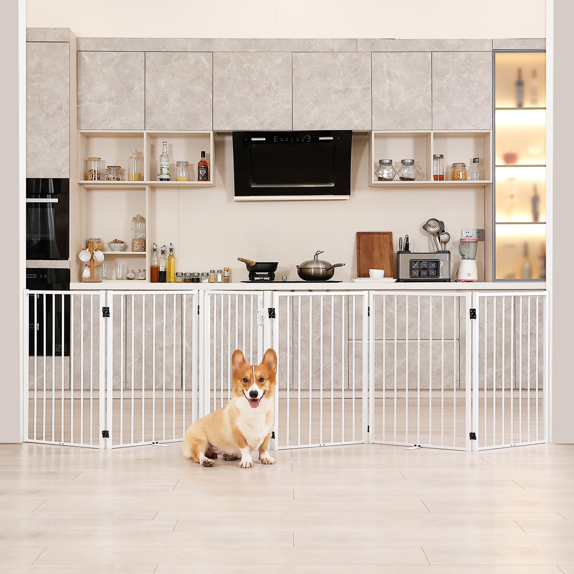 Amazon.co.jp: Jeyew 金属製 自立型 犬用ゲート 家用 エクストラワイド