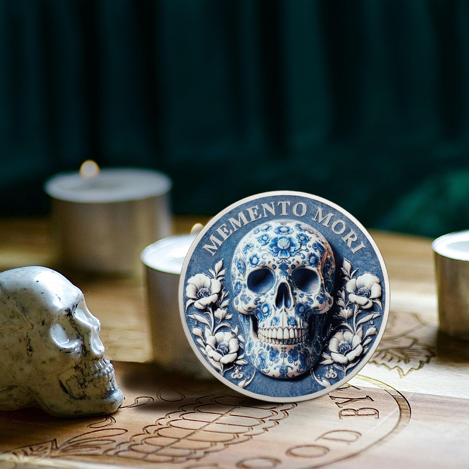 AtSKnSK Memento Mori Moneta Carpe Diem Moneta Teschio Sfida Moneta Fantastica Regali sul tema Stoicismo Medaglione Stoico Memoriale Moneta Regali Memento Moneta Memento per Moneta