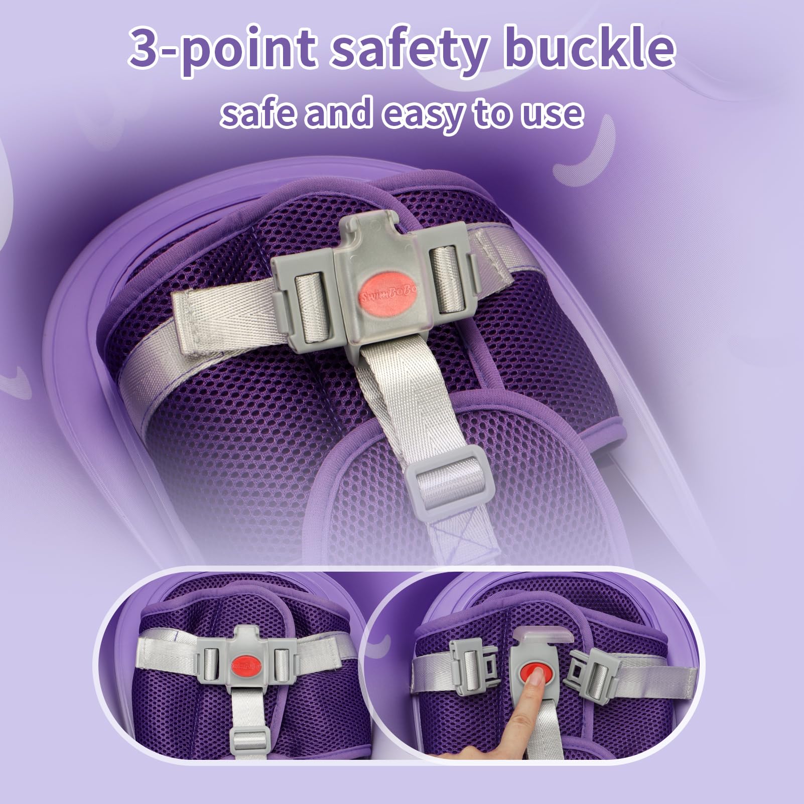 Swimbobo Baby Pool Float Inflatable Infant Swimming Floats with Adjustable Seat,Size Improved Add Tail Avoid Filp Over Pool Splash & Play Toys for Kids Ages 6-36 Months (Purple Dragon) - Image 4