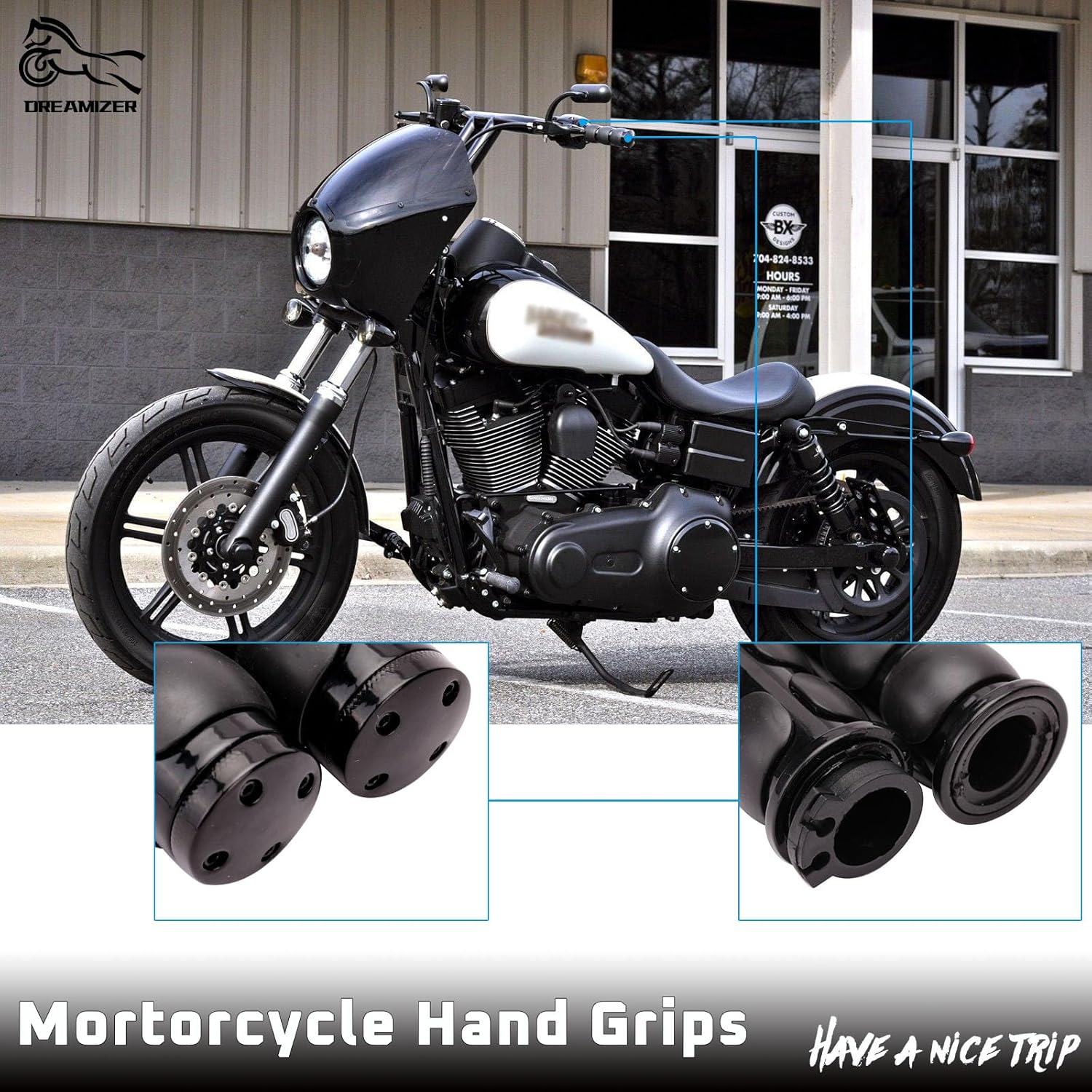 DREAMIZER 25.4MM Motorcycle Handlebar Grips 1 inch Compatible with Honda Shadow Spirit 750 Valkyrie Fury VTX1300 VTX1800 VT400 VT750 VT1100 - Smooth