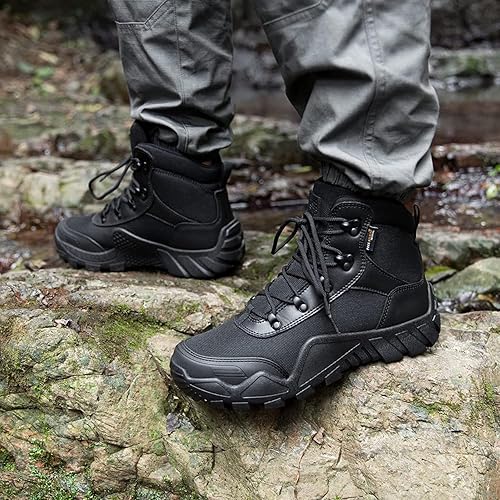 Miniatura 6 de Free Soldier - Botas tácticas militares de cuero de gamuza para hombre, para trabajo, combate, caza