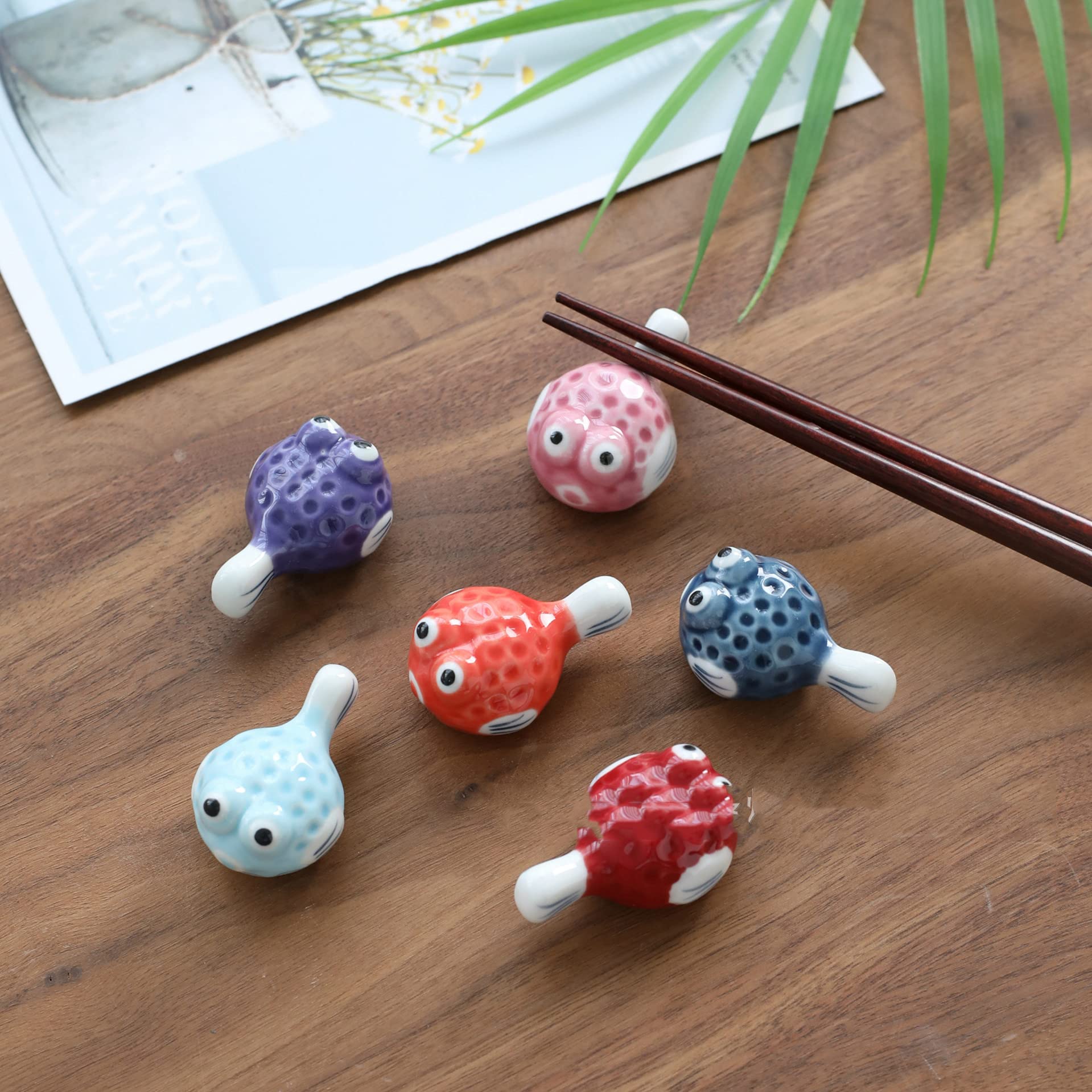 Support De Baguettes en Céramique De Couleur 6 Pièces, Porte-Couverts Créatif en Forme De Poisson, Table De Cuisine De Restaurant pour Couteau Et Fourchette