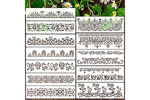 Ornate Border Stencils Flower Cake Decorating Stencil Furniture Edge Stencils for Crafts Leaf Texture Templates