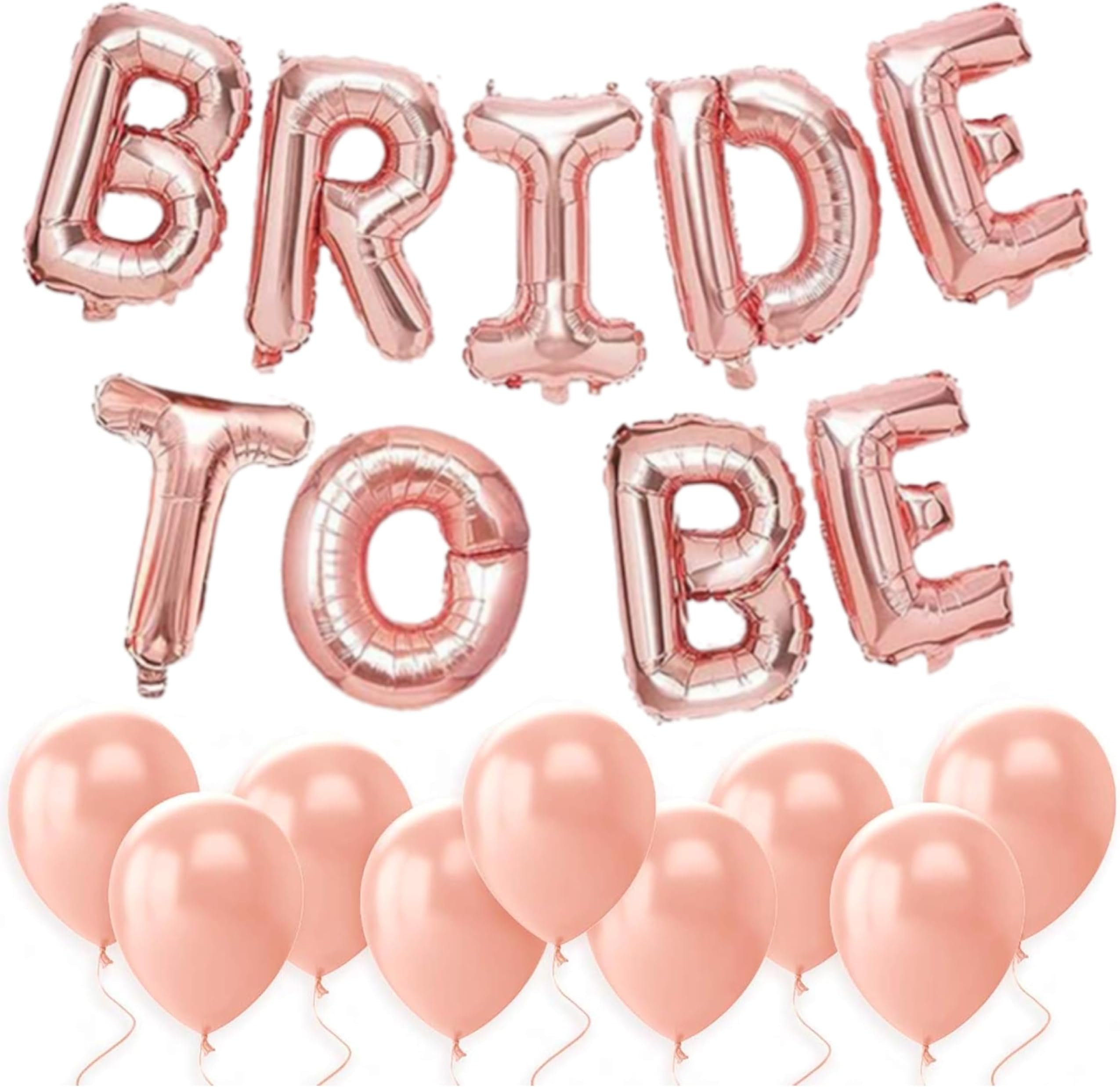 Bachelorette Party Decorations - Bride to Be Balloon Kit - Rose Gold - 16" Bride to BE Foil Balloons + 10 Rose Gold Latex Balloons - Bridal Shower Supplies (40695)