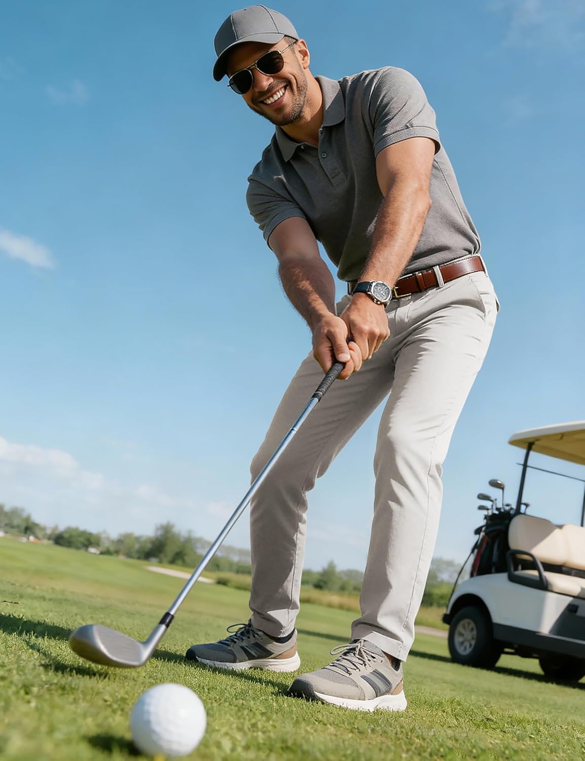 Lzzidou Men's Golf Pants Classic Fit - Quick Dry Performance Trousers Water Resistant Lightweight Work & Travel Slacks - Image 2