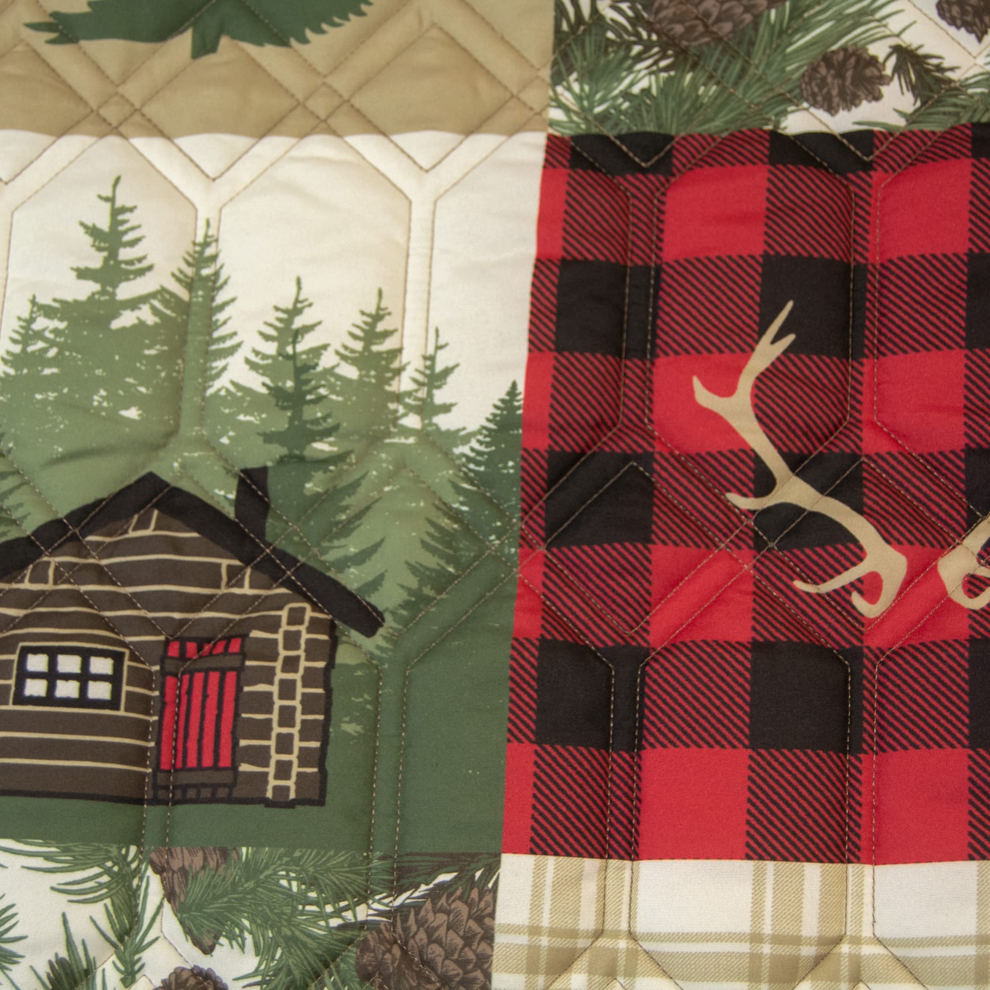Donna Sharp Spruce Trail Lodge King Bedding Set - 3 Piece Reversible Mountain Quilt & Shams