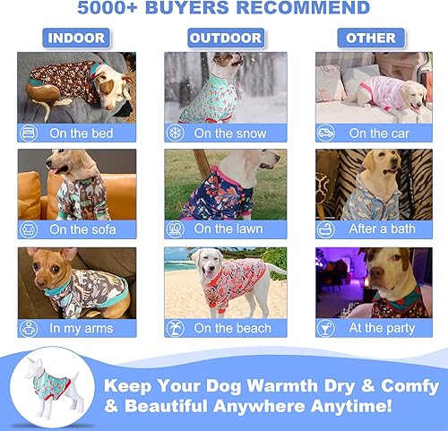 Miniatura 9 de LovinPet Suéter de perro de raza grande para niña, tela de ajuste actualizado, agradable al tacto, estampado de hongos de aventura de búhos, ropa de