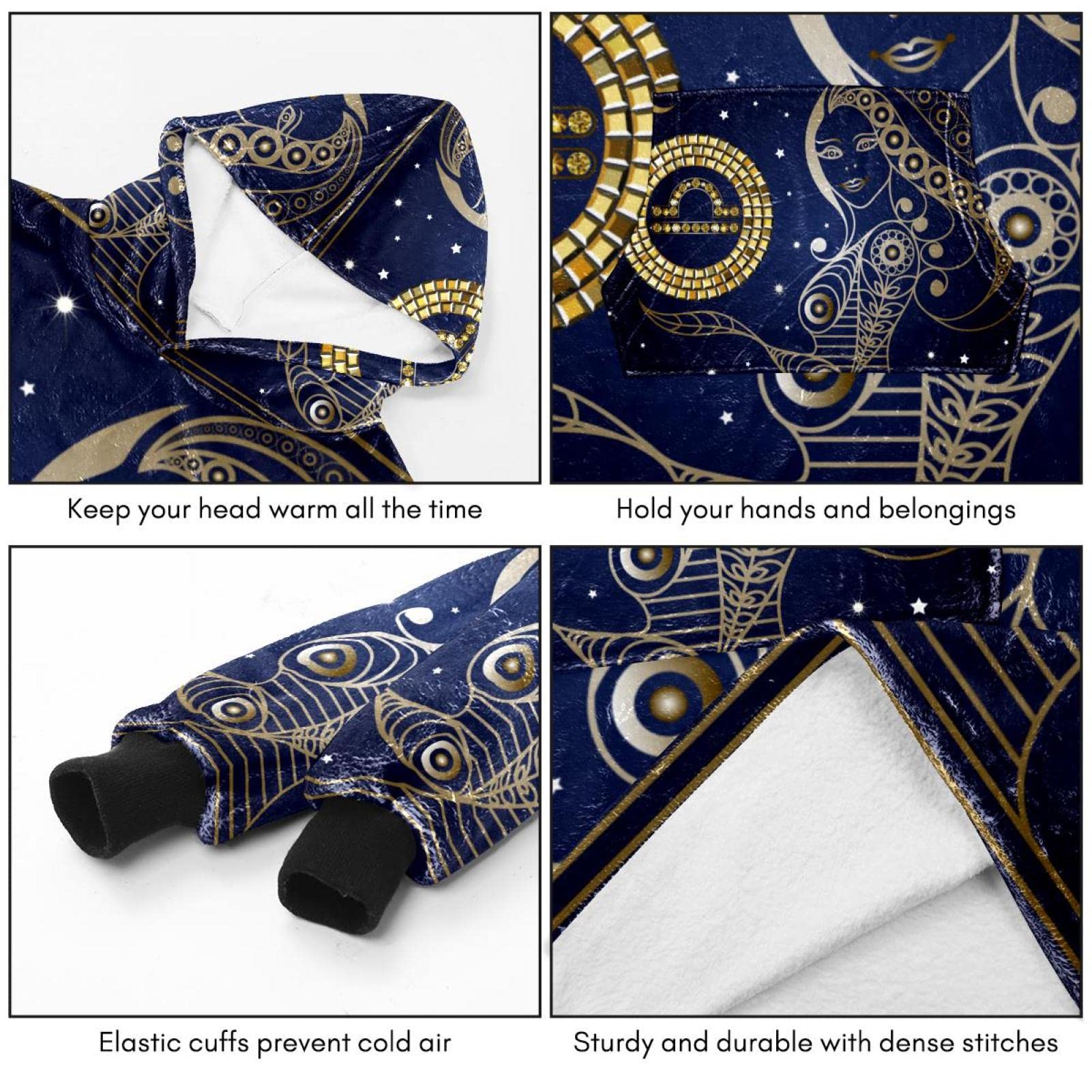 Bluza z kapturem do noszenia, oversize z kapturem dla kobiet, wygodna bluza damska ze znakiem zodiaku, wielobarwny, rozmiar uniwersalny