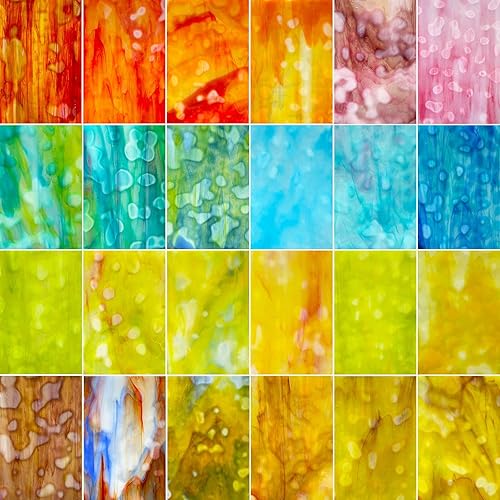 Miniatura 36 de LITMIND Paquete variado de 24 hojas de vidrieras transparentes de catedral, 4 x 6 pulgadas, vibrantes vidrios de arte arcoíris para atrapasoles