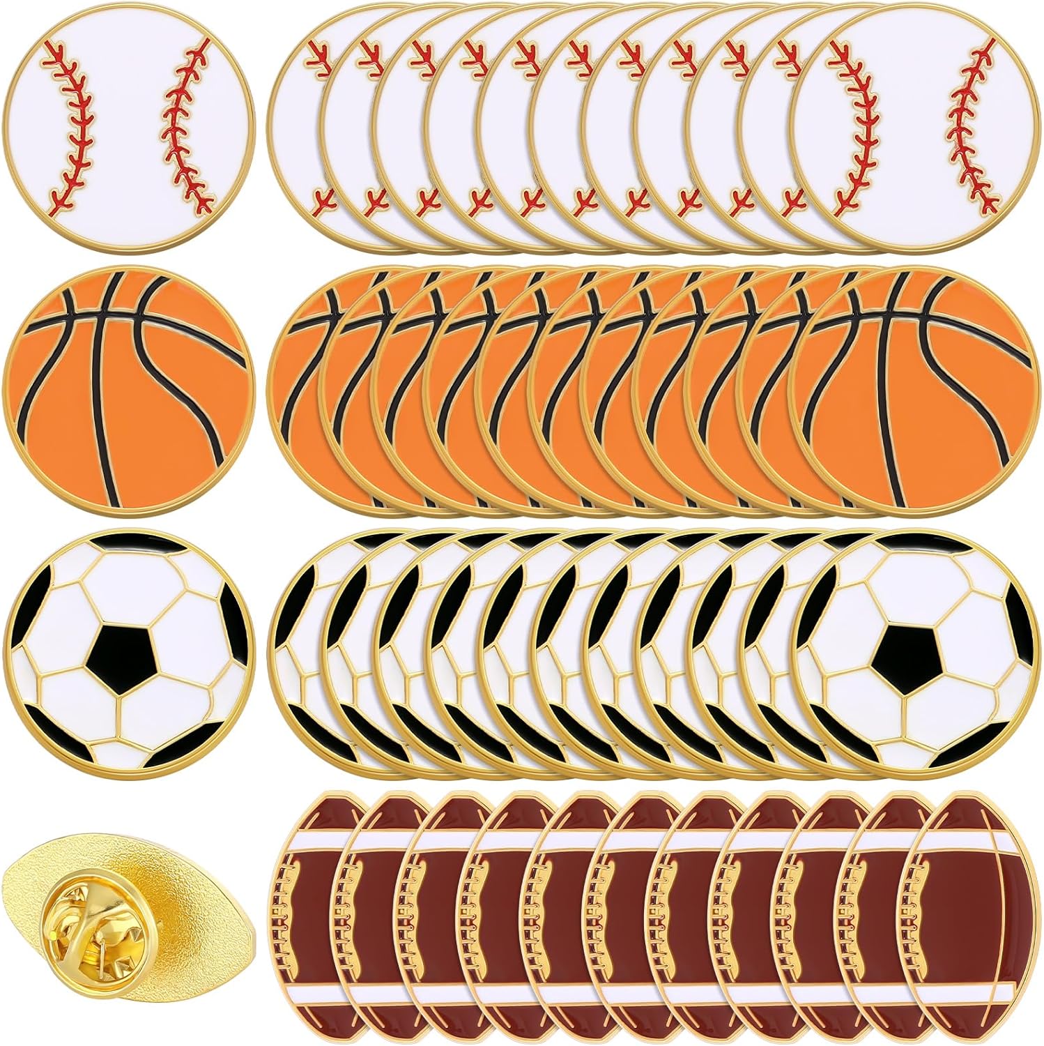 Daifunli 48 Pcs Sports Ball Lapel Pins Bulk Baseball