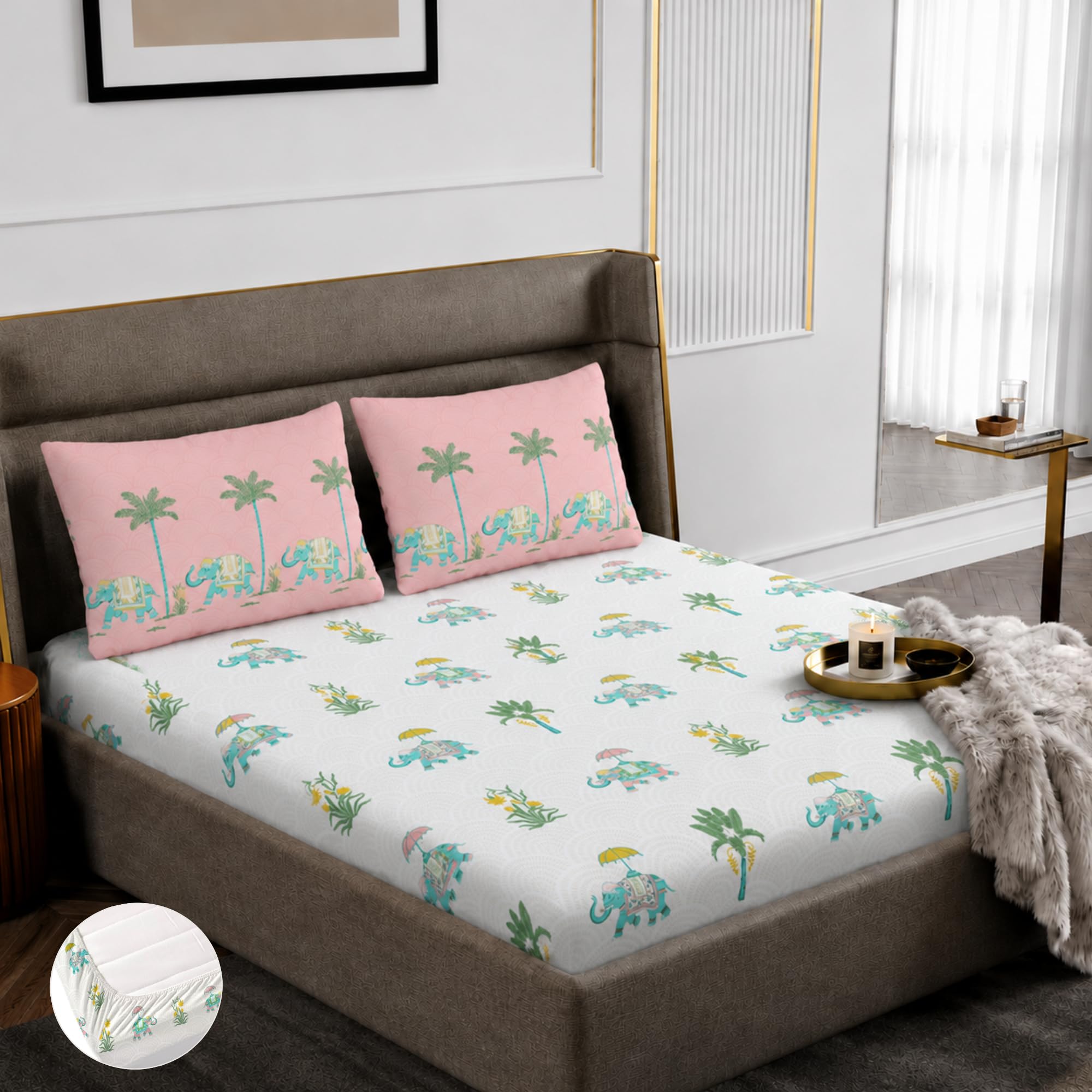 Home Ecstasy King Cotton Bedsheet Set - Green -6 Home Ecstasy King Cotton Bedsheet Set - Green -6