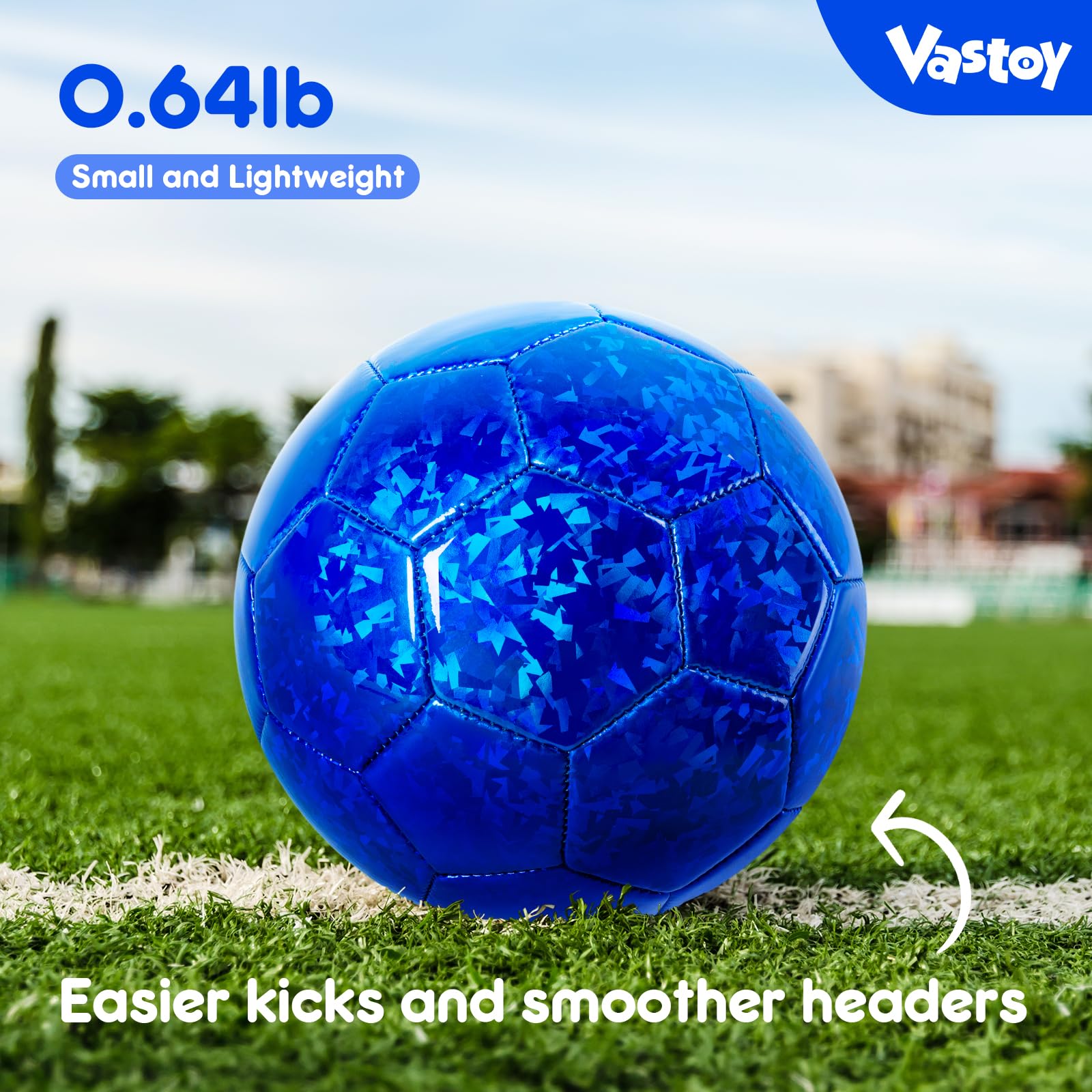 Vastoy Glittery Size 3 Kids Football for Age 3 4 5 6 7 8, 7 Inch Toddlers Football with Love Laser Pattern - Image 3