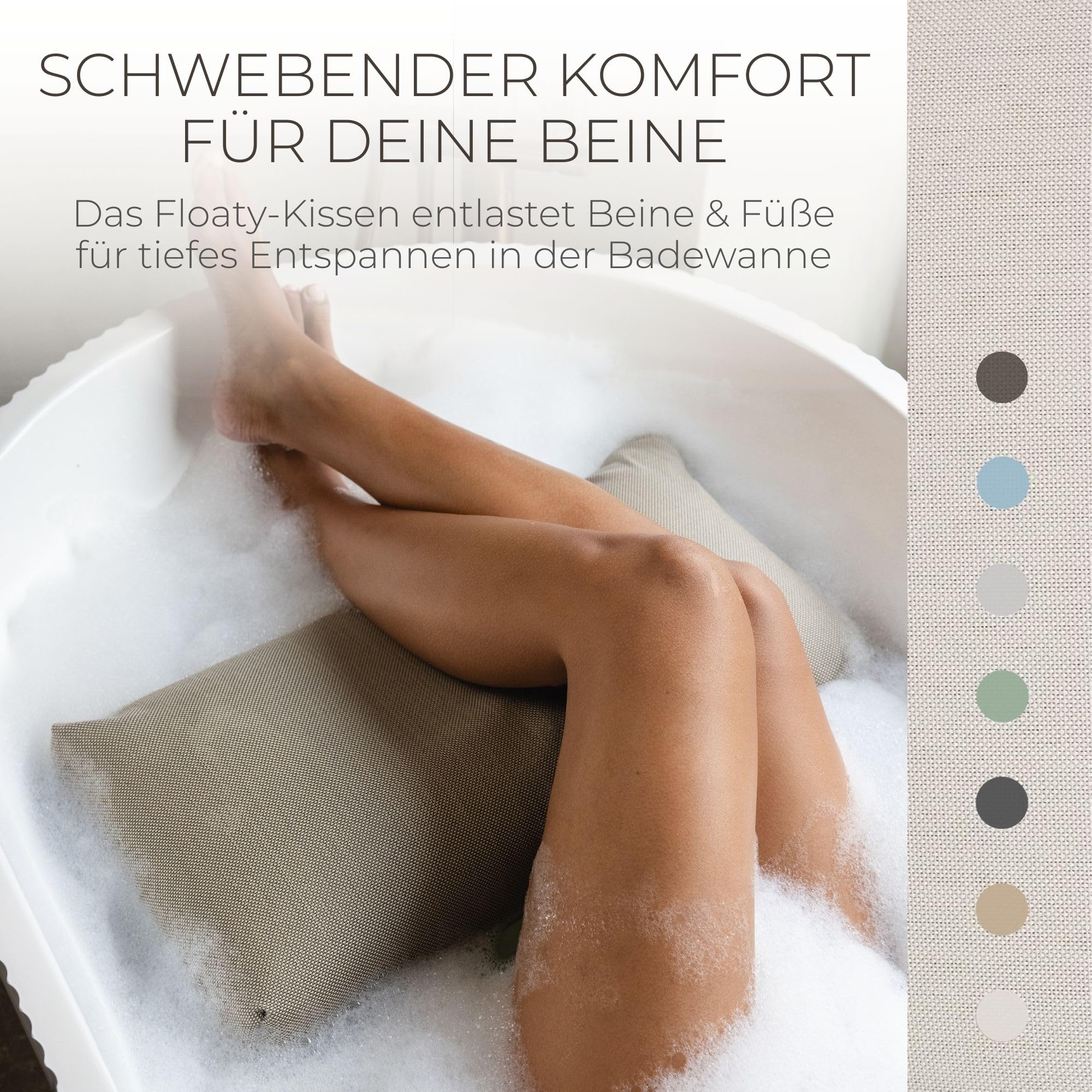 BADESOFA® Fußkissen | Premium-Qualität | Badewannen-Kissen für bequemes Baden | Made in EU | Badewanne-Kissen waschbar | Bade-Kissen in Perlmutt | Badewannen-Zubehör | Passt in Jede Badewanne