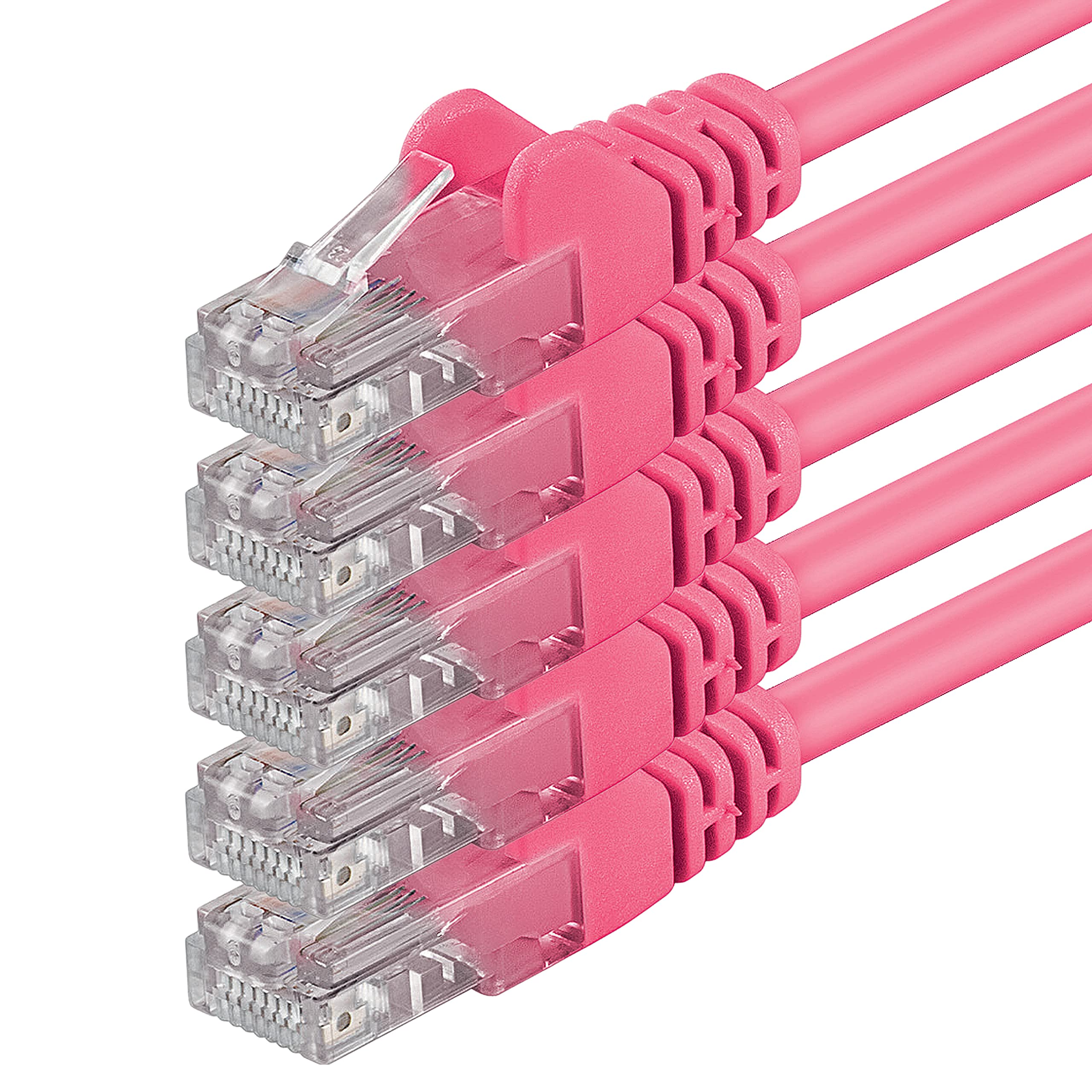 1aTTack.de 0,5m - magenta - 5 Stück - (PACK) - CAT.6 CAT6 Ethernet-Lan-Netzwerk-Kabel 1000 Mbit/s Patchkabel