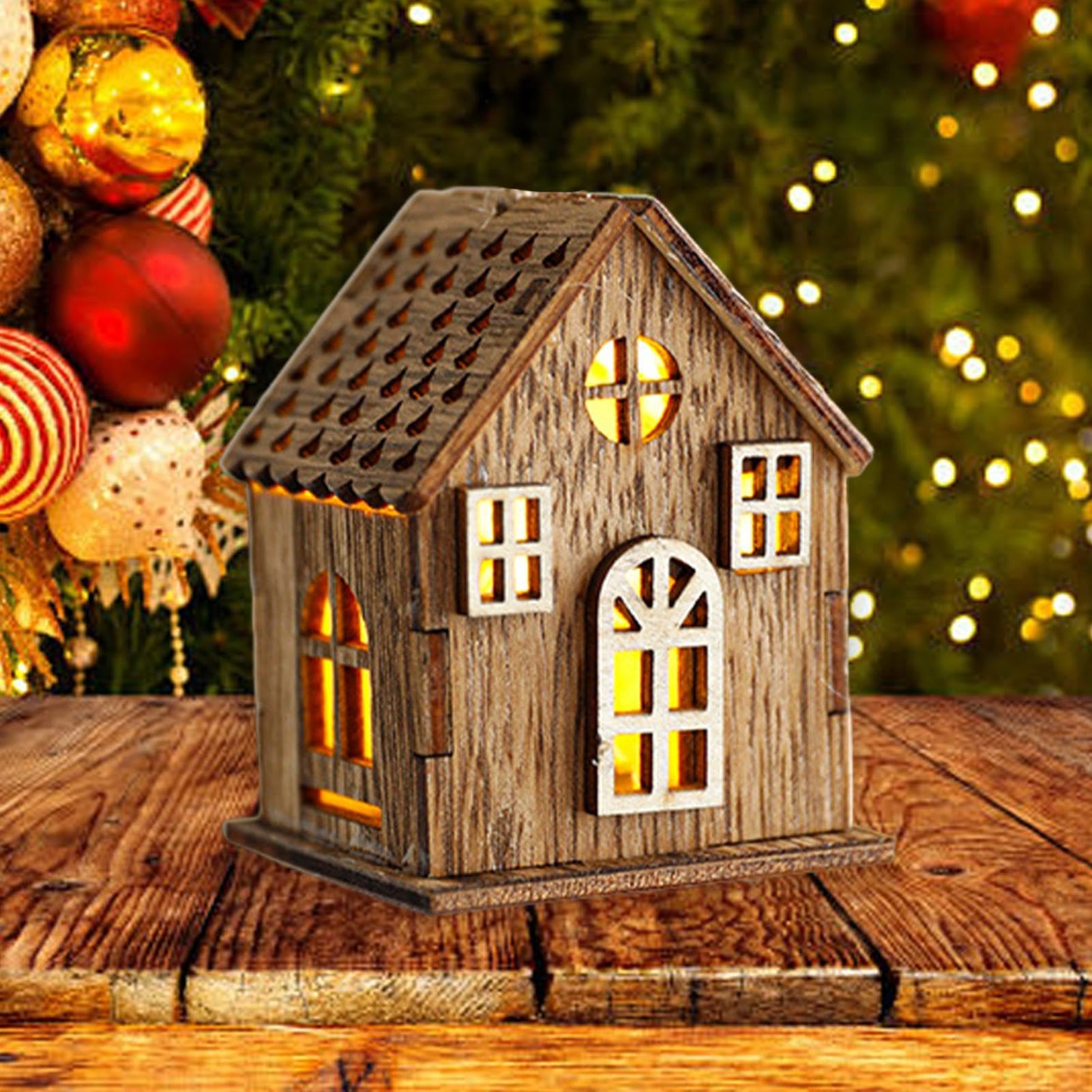 Amazon.co.jp: クリスマスビレッジキャビン LEDライト付き 木製