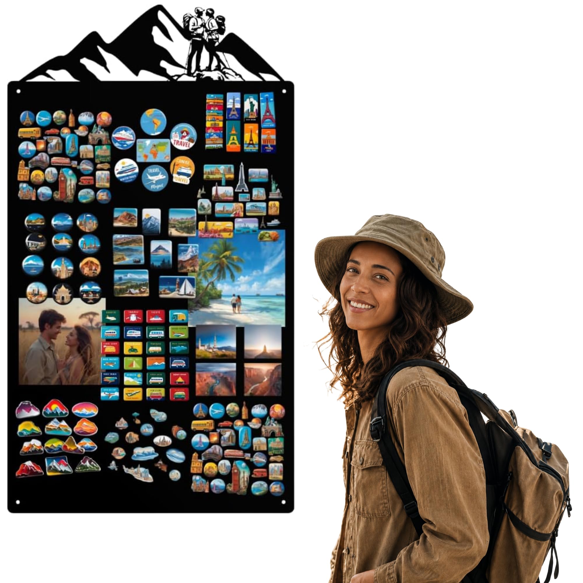 Magnettafel für Erinnerungen Schwarz 87x49 cm | Magnetisches Stahlboard für Magnete, Fotos und Notizen, Beschreibbar, Montageset inklusive
