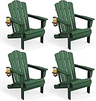 Vista 21 de Juego de sillas Adirondack plegables KINGYES de 2, Silla plegable Adirondack de HDPE para todo clima, Café