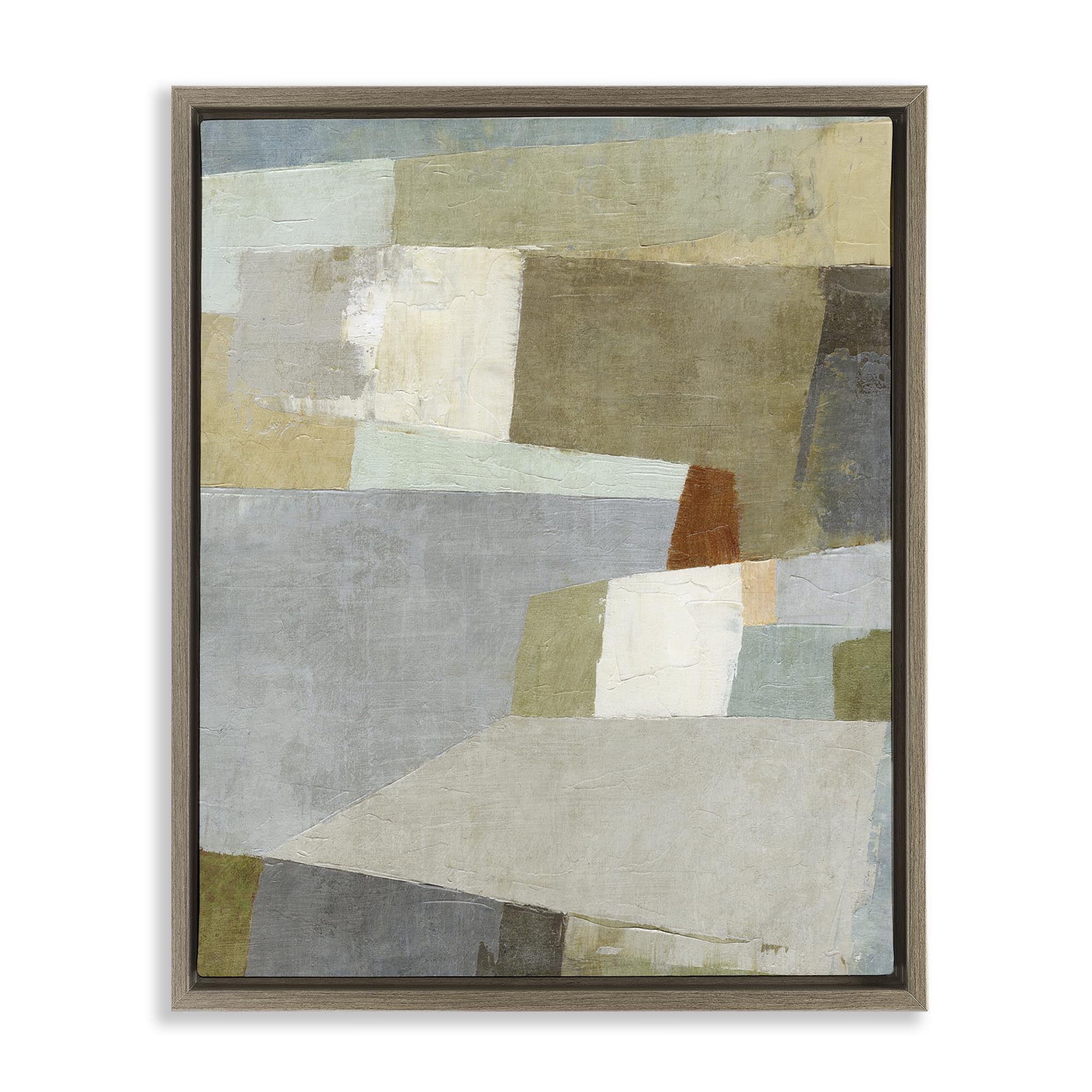 Stupell Industries Montalcino Elm (Textured) 'Causeway Neutral Geometrics'| Floating Frame Canvas Art