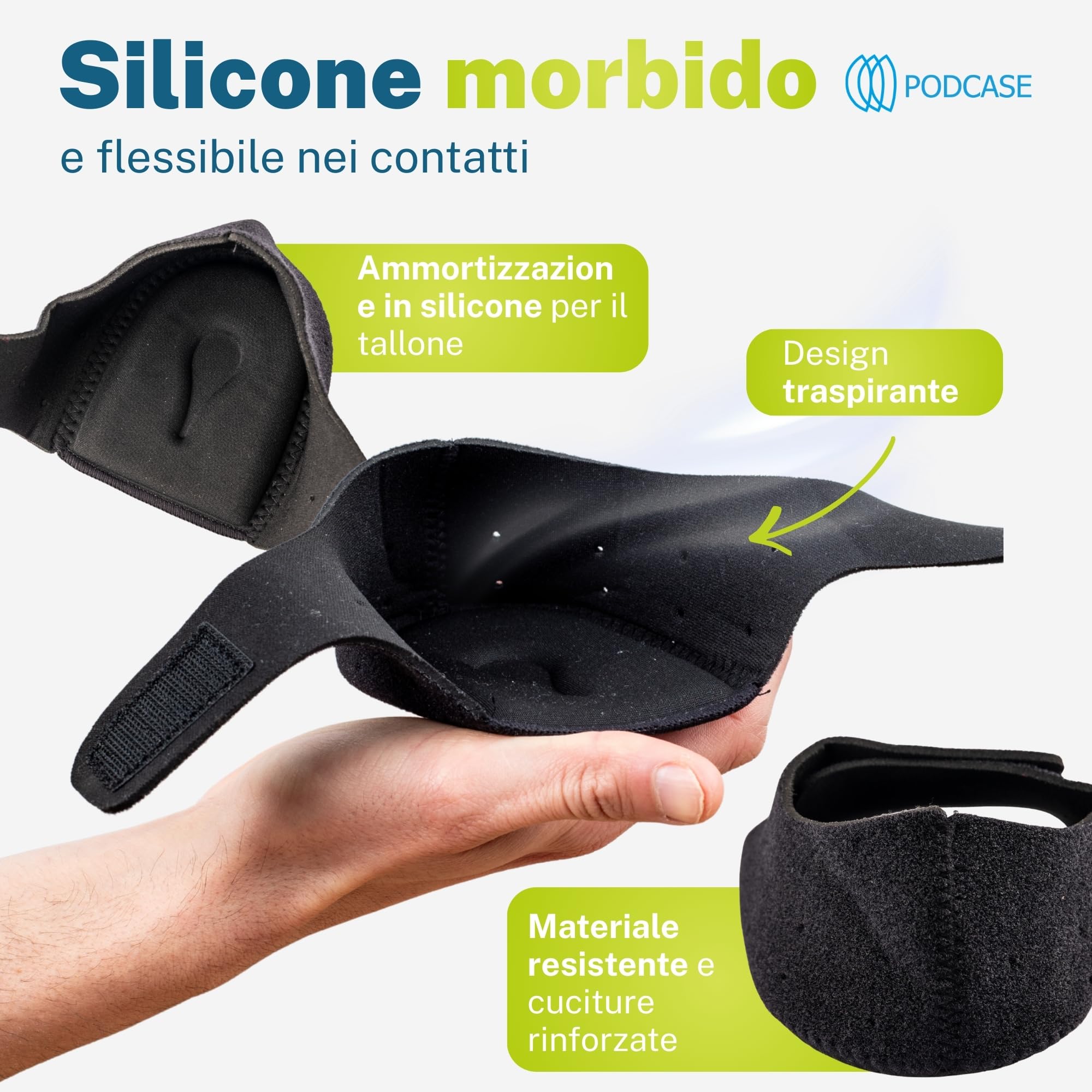 Confezione da 4 Talloniera in Silicone con Tessuto Traspirante e Chiusura per Tallonite e Spina Calcaneare - Plantare per Tallonite Uomo e Donna - Unisex (L (41-47))
