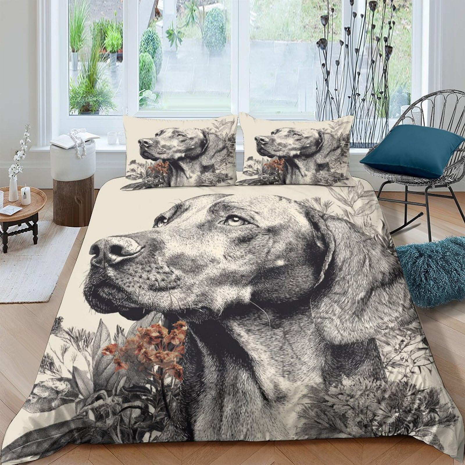 Ctjqhvkz Style-1 3D Printed Realistic Dog Fitted Sheet Microfiber Soft Breathable Animal Art Bed Cover For Bedroom Guest Room Decor Single（135X200cm）
