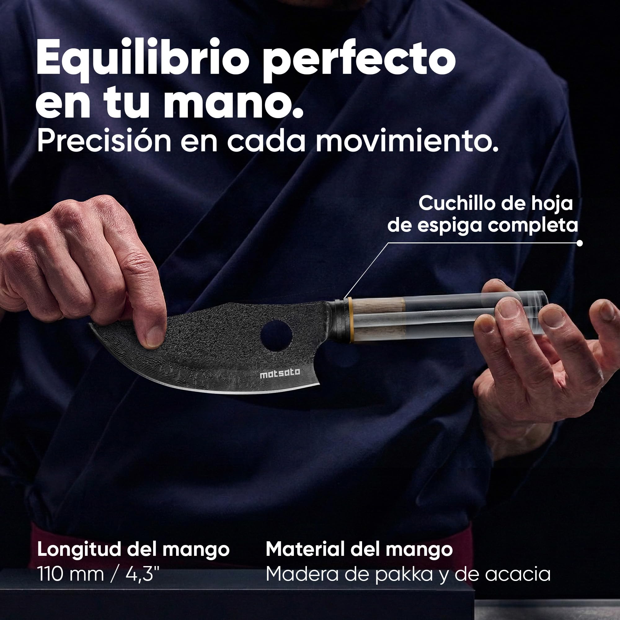Matsato Osuren Cuchillo de Cocina, Hoja de Acero Japonés | Hoja 16 cm, ángulo 12-14°. Mango de pakka y acacia. Lavado a mano.