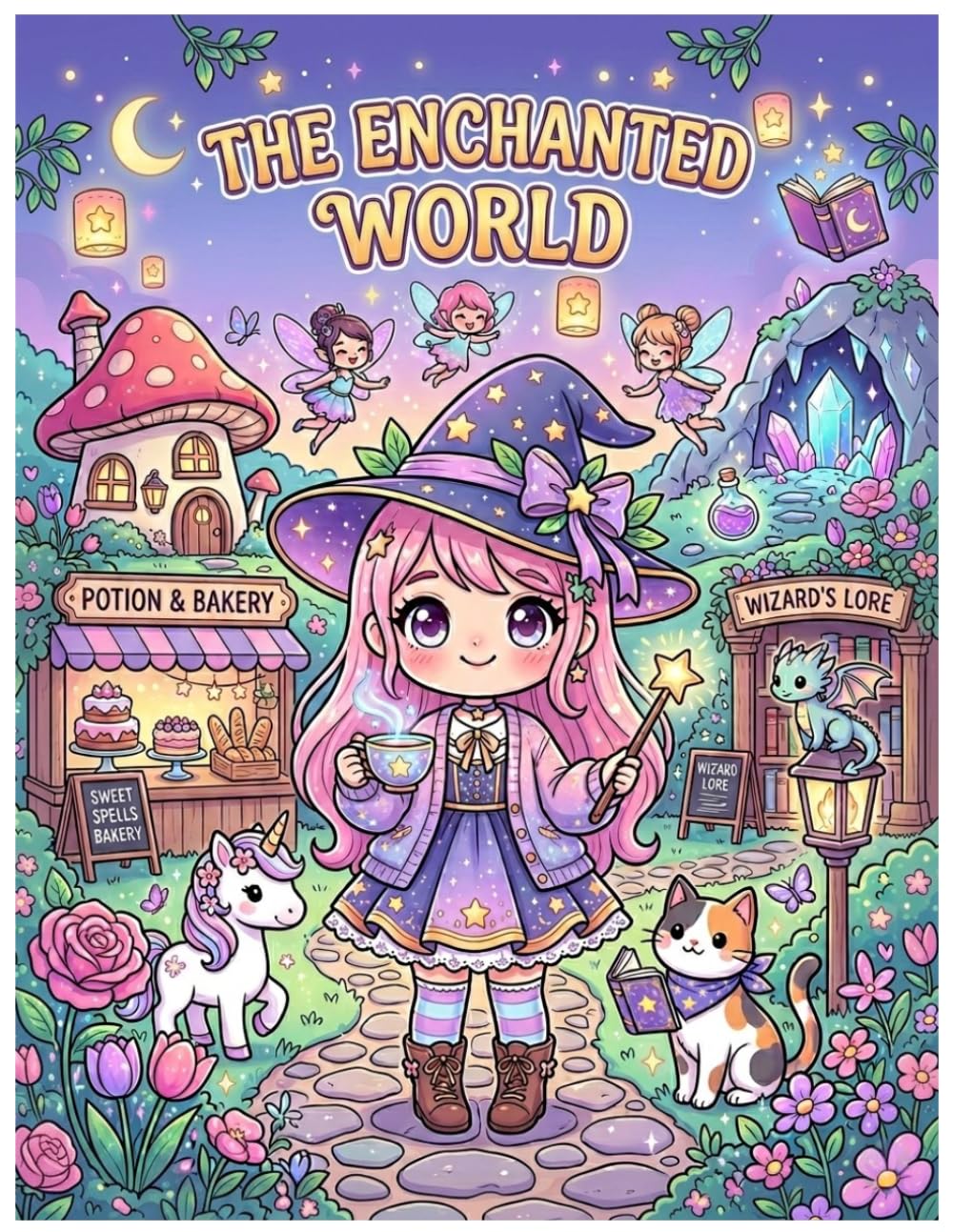The Enchanted World: A Cozy Fantasy Coloring Book Filled with Magical Adventures, Enchanted Villages, Friendly Creatures, and Whimsical Wonders