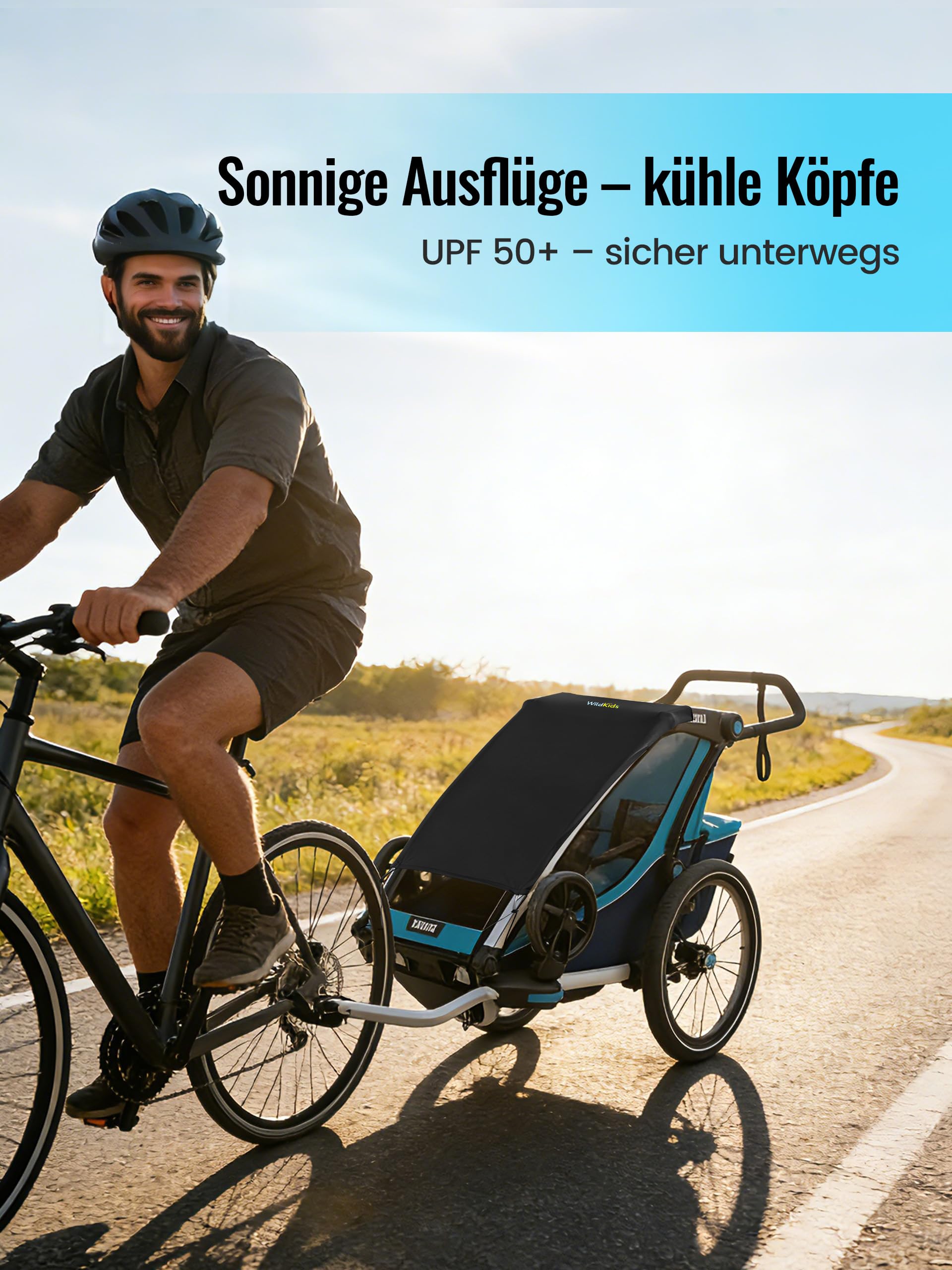 WildKids Protezione solare per rimorchio per bicicletta UPF50+ regolabile compatibile Thule Kesser Hauck
