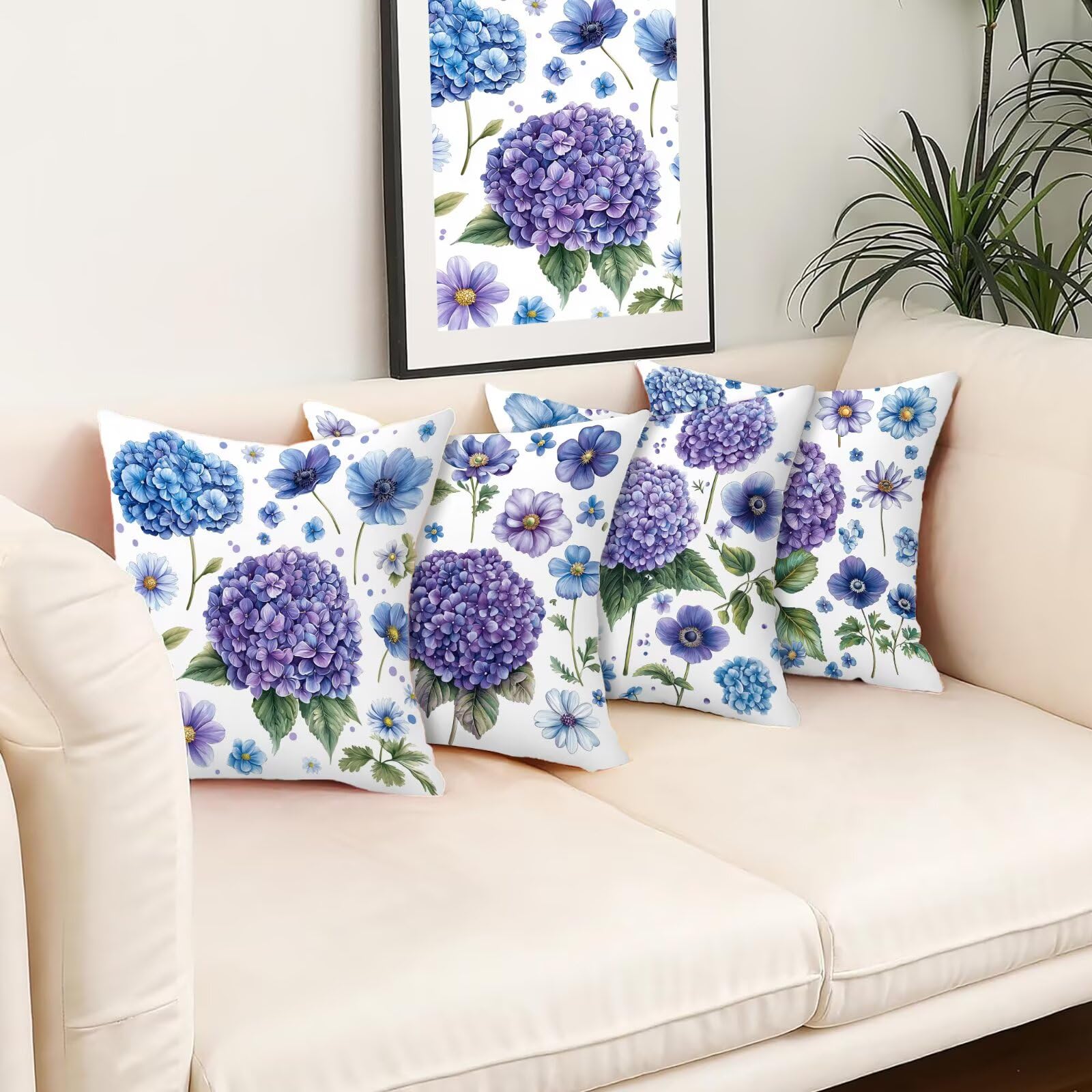 Kissenbezug 55x55 Weiß 4er Set Samt Kissenbezüge Blume Zierkissenbezug Kissenhülle Dekorative Weiche Quadratische Dekokissenbezug Sofakissenbezug Couchkissen für Deko Schlafzimmer Wohnzimmer I-40