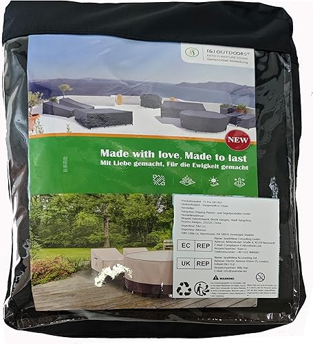 Miniatura 7 de F&J Outdoors Cubierta de mesa de patio, cubierta de mesa mediana para exteriores, 74 x 44 x 27.5 pulgadas, cubierta de tela ecológica para muebles,