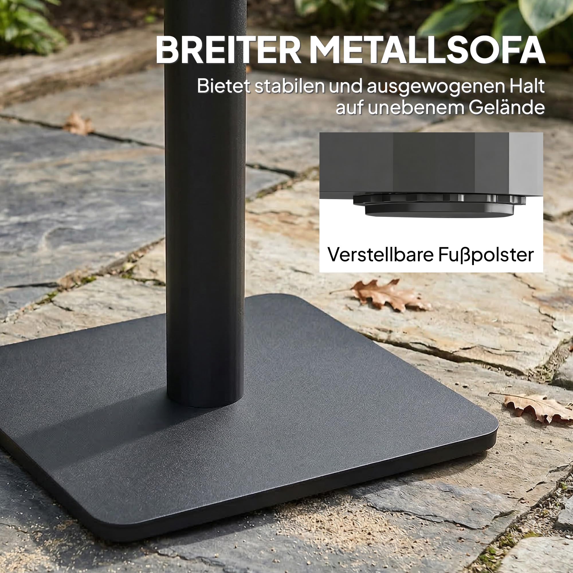 Outsunny Table d'appoint 70 x 70 cm - Résistante aux intempéries - Avec large base aspect bois - Table de balcon carrée - Charge maximale : 30 kg - Table de bistrot pour jardin, terrasse, balcon