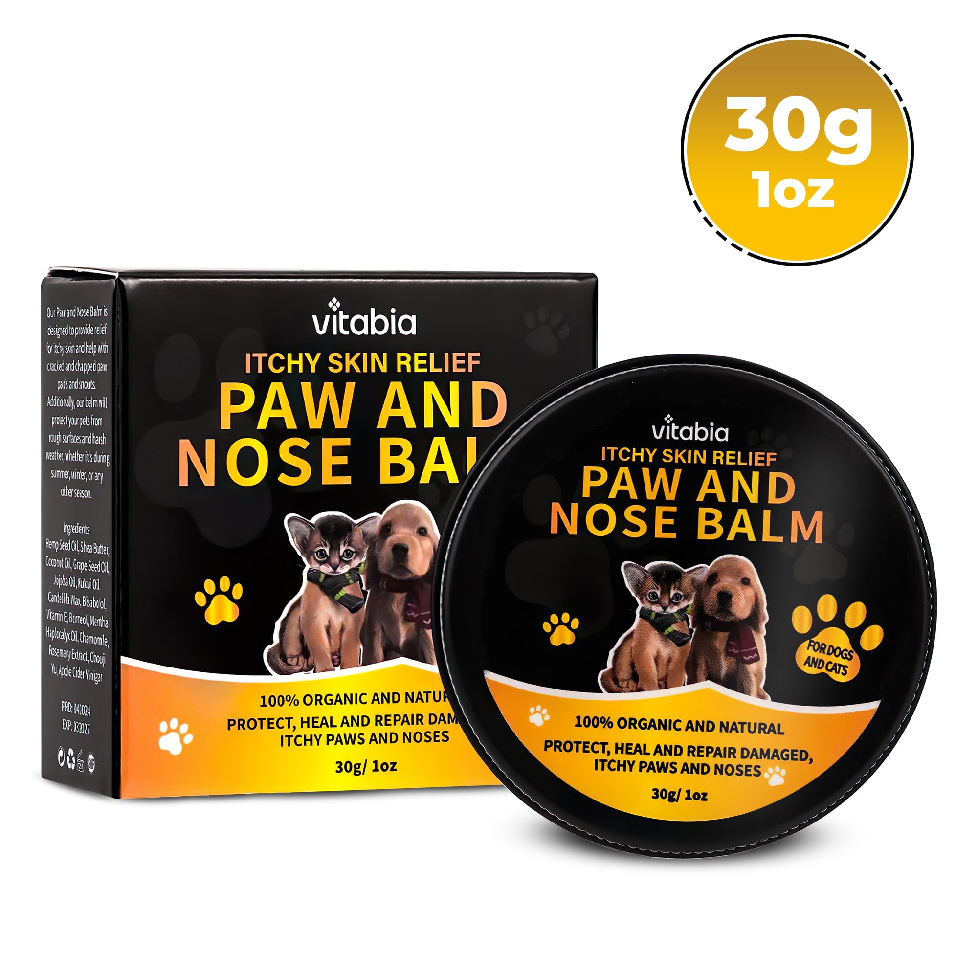 Cat and Dog Paw Balm, Pets Skin Treatment With Shea Butter, Vitamin E, Coconut Oil And Apple Cider Vinegar, Cat Acne - Image 2