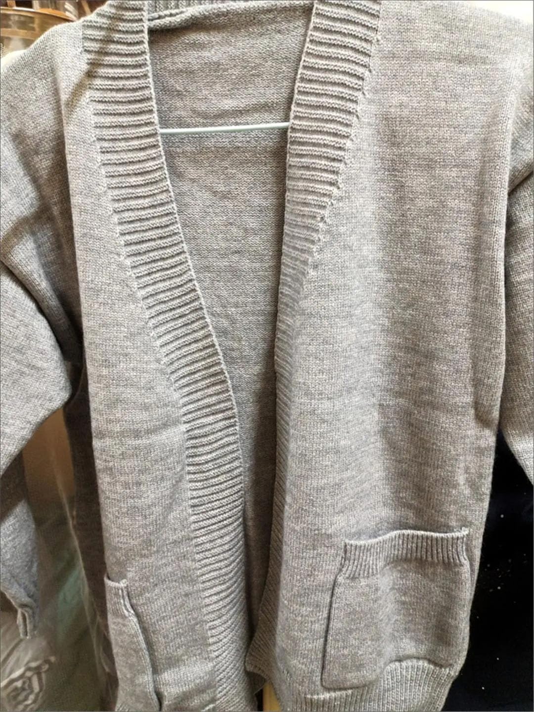 Vogrtcc Top A Maniche Lunghe in Cardigan Lavorato A Maglia con Scollo A V Ampio sul Davanti Aperto da Donna