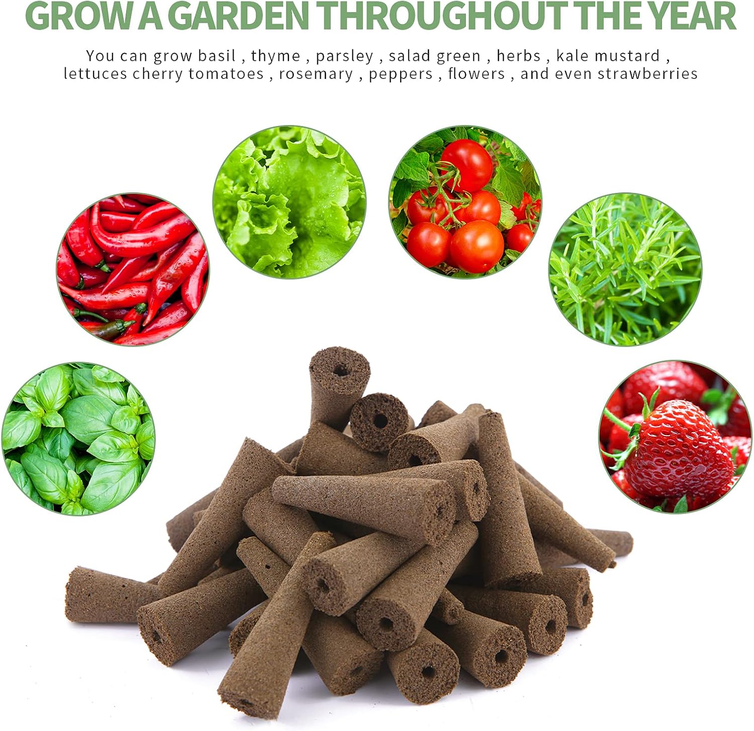 150 Pack Grow Sponges, Seed Pods Replacement Root Growth Sponges Compatible with AeroGarden, Moldy-Free, Kit with 10 Pod Labels for Hydroponic Indoor Garden System